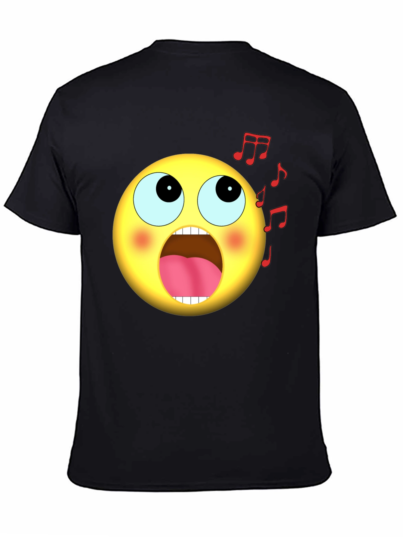 Singing Emoji Graphic Black T-Shirt