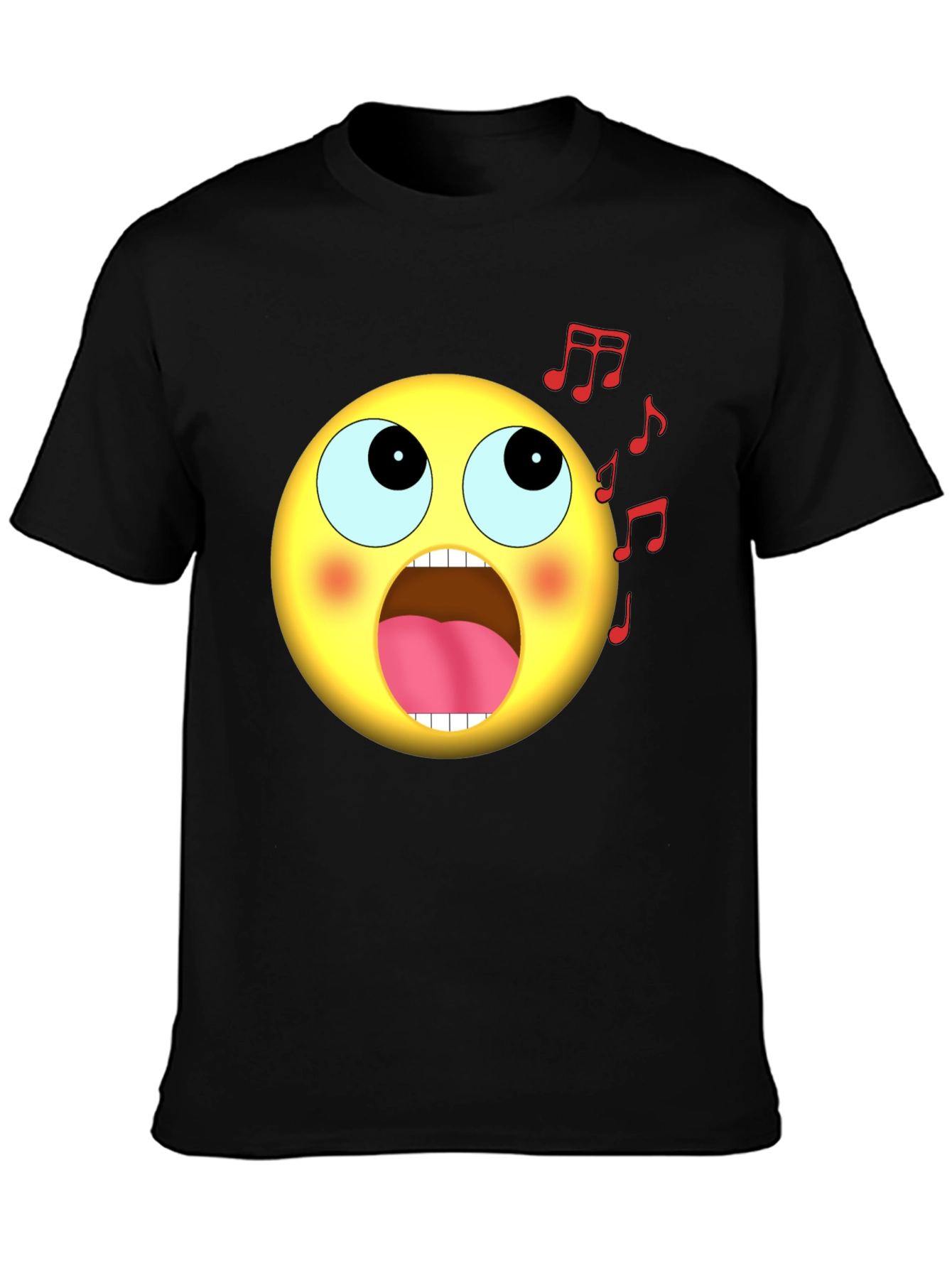 Singing Emoji Graphic Black T-Shirt