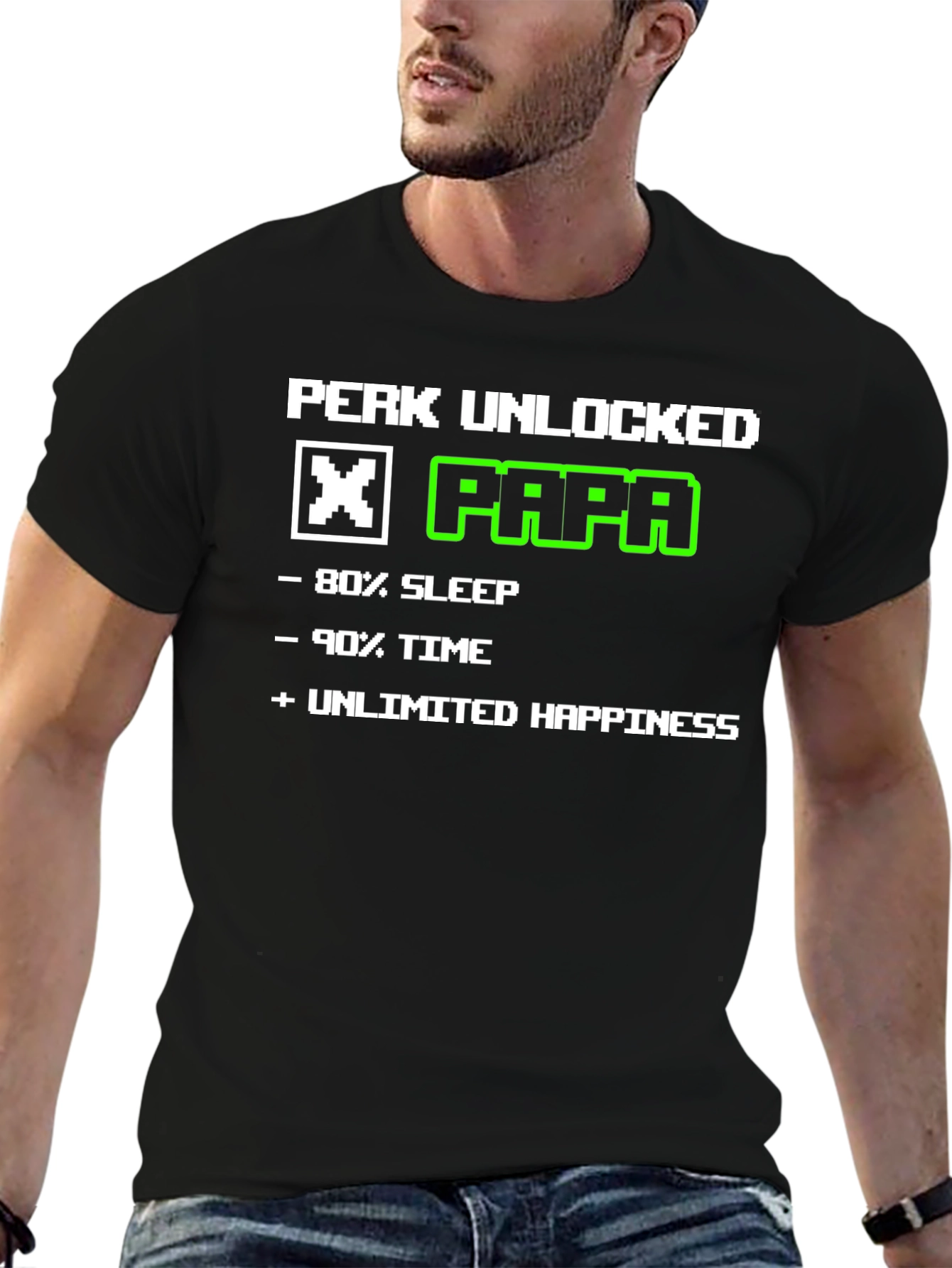 Perk Unlocked Papa T-Shirt - Gamer Dad Tee
