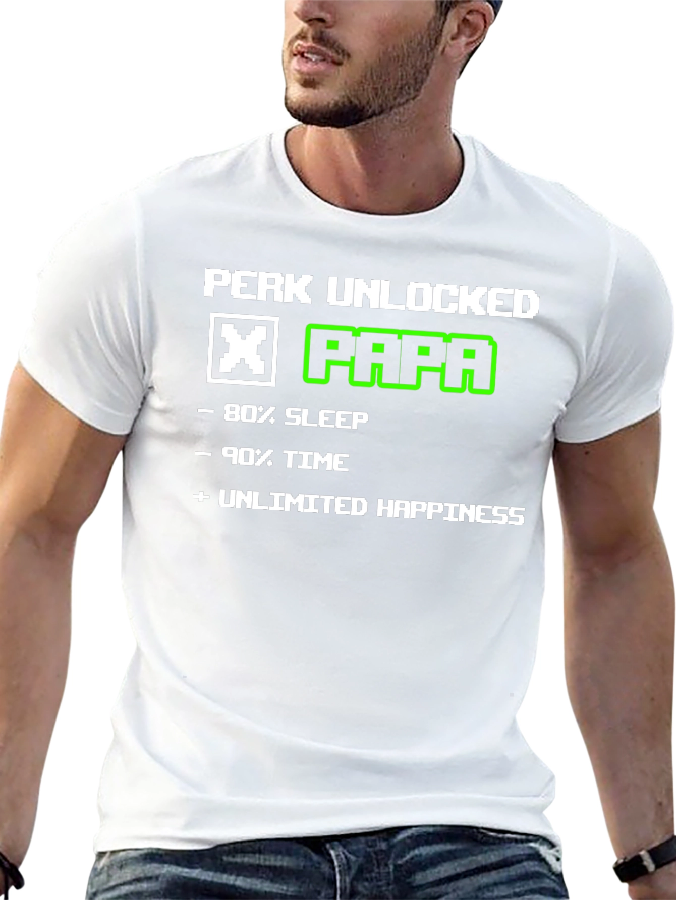 Perk Unlocked Papa T-Shirt - Gamer Dad Tee