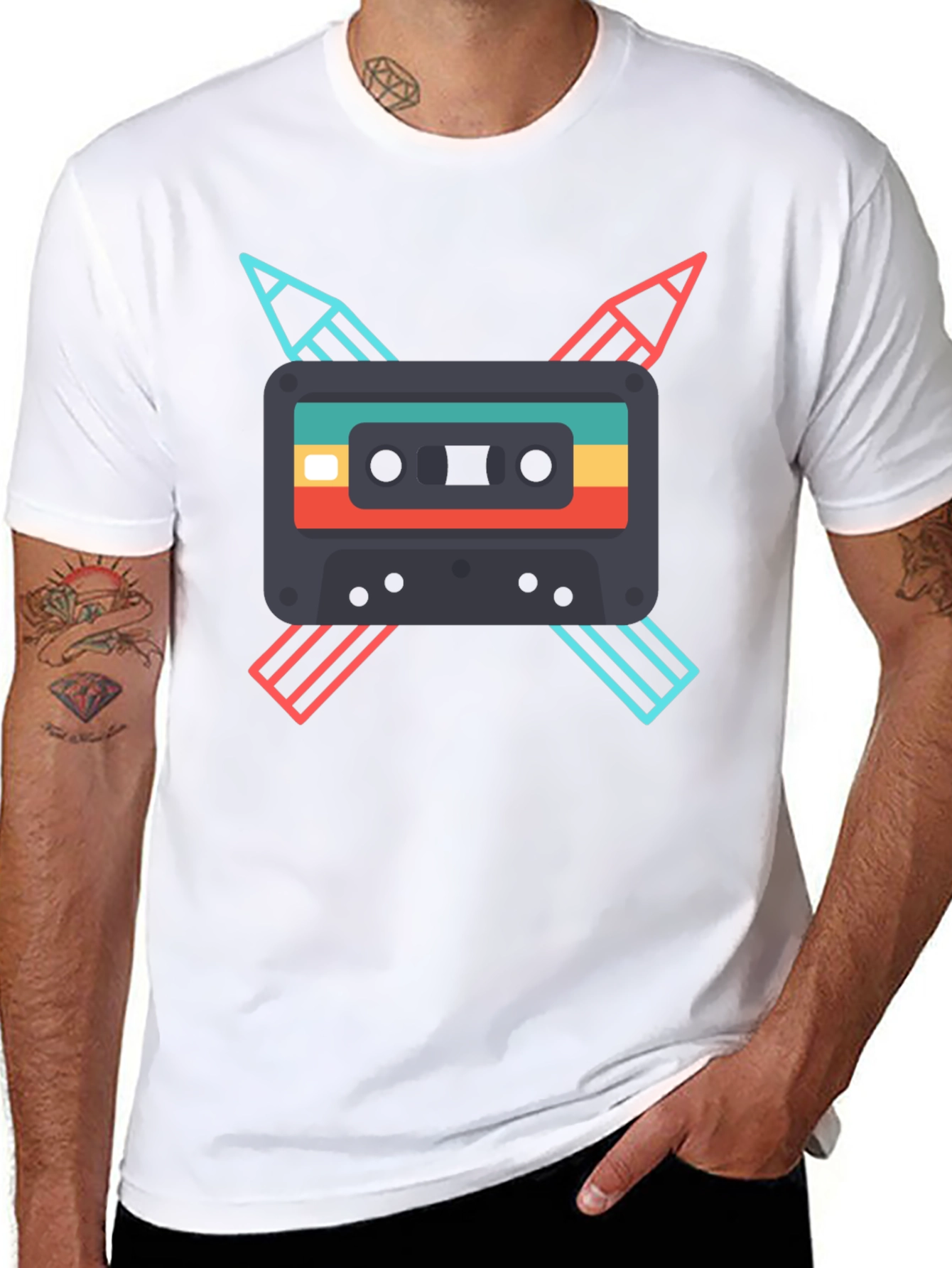 Retro Cassette & Pencil Graphic Tee