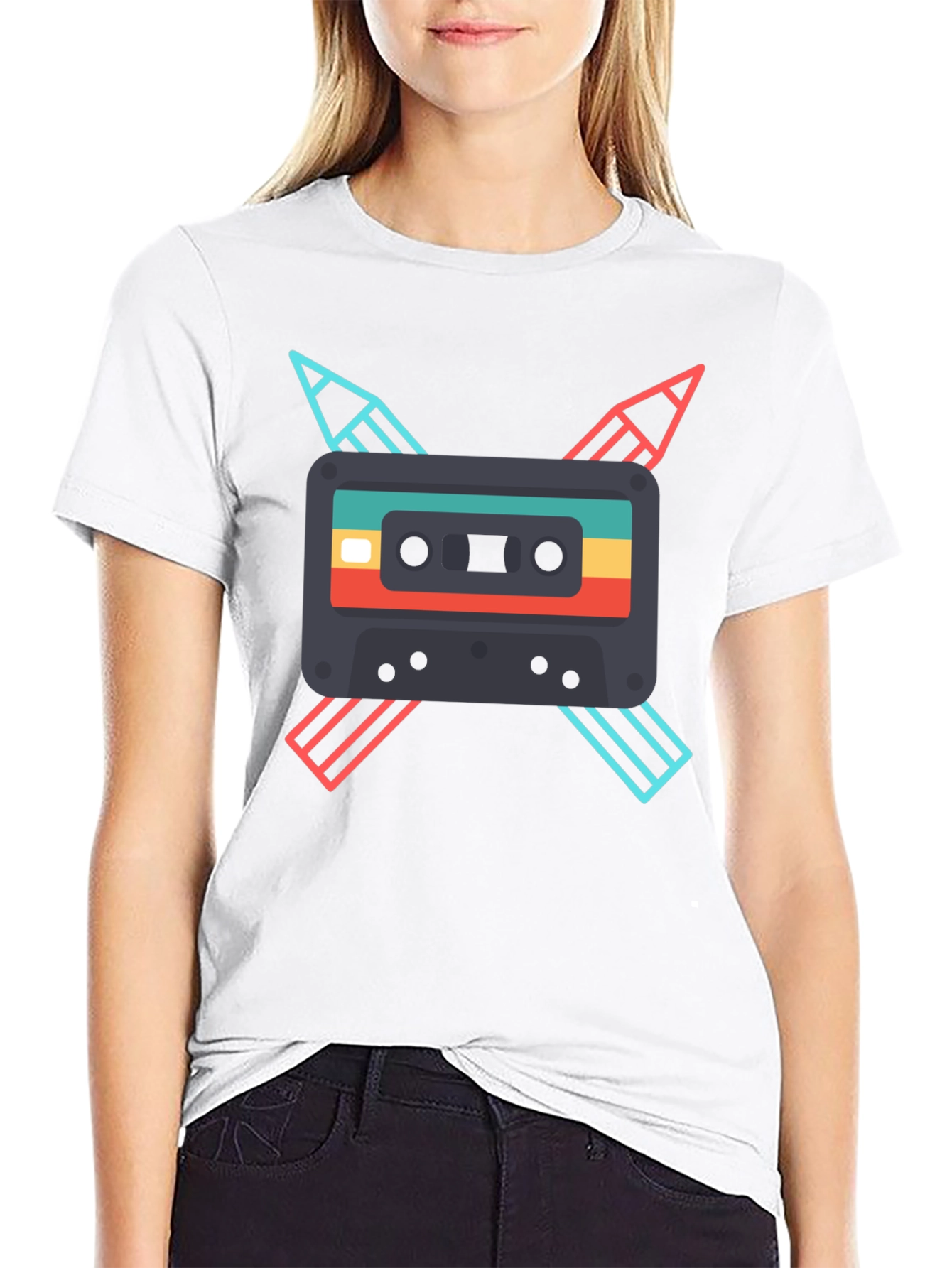 Retro Cassette & Pencil Graphic Tee
