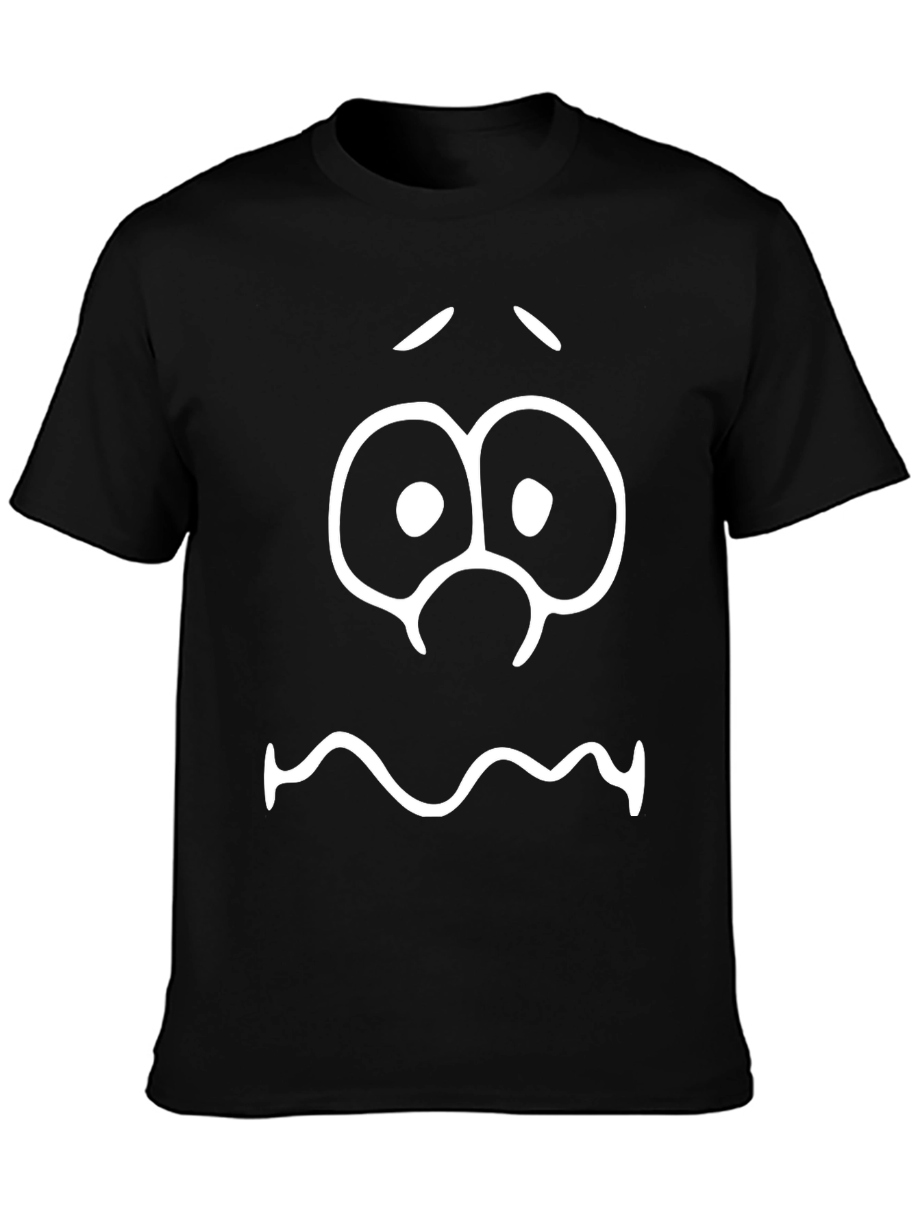 Funny Graphic Tee - Scared Face Black T-Shirt