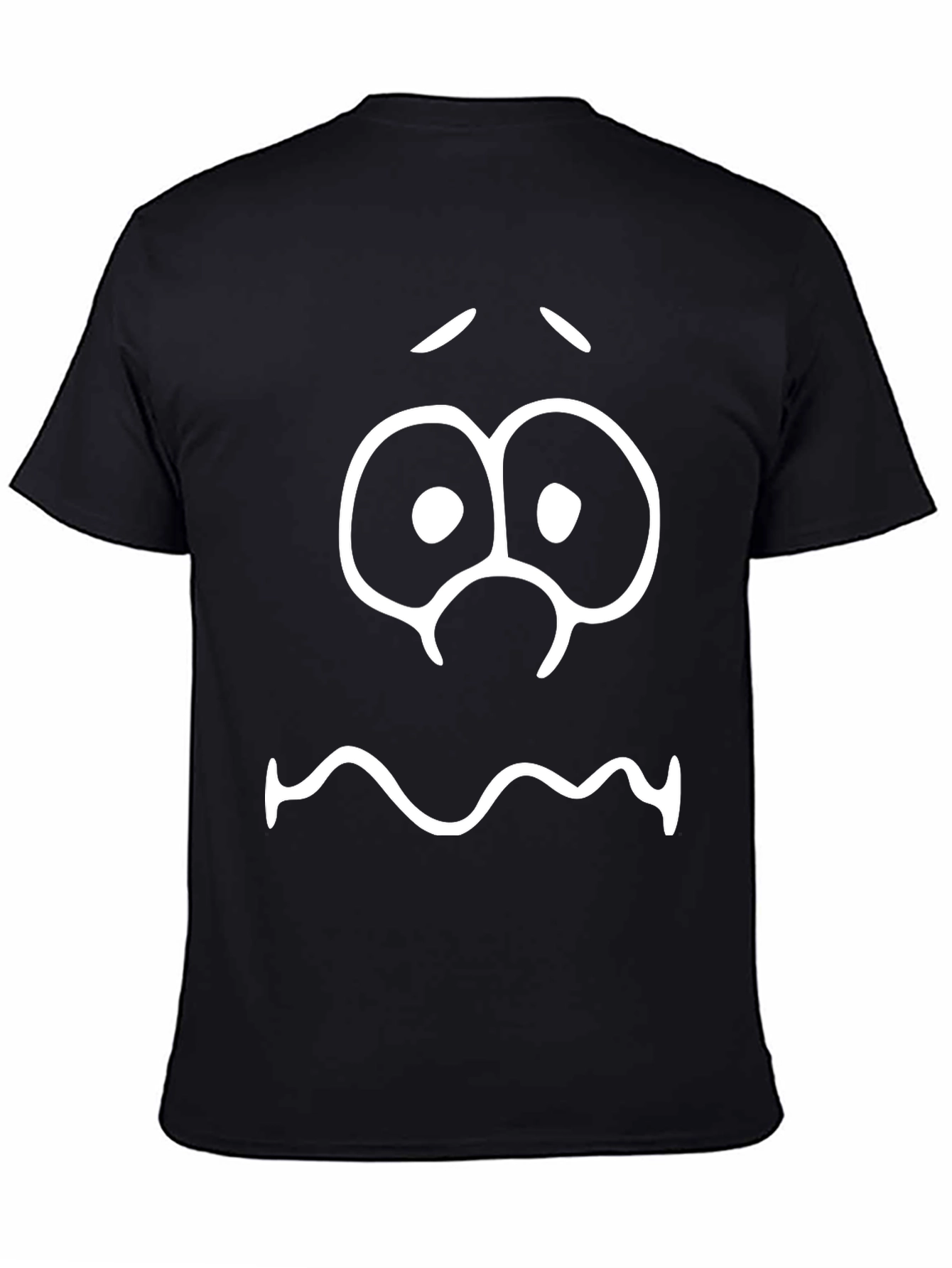 Funny Graphic Tee - Scared Face Black T-Shirt