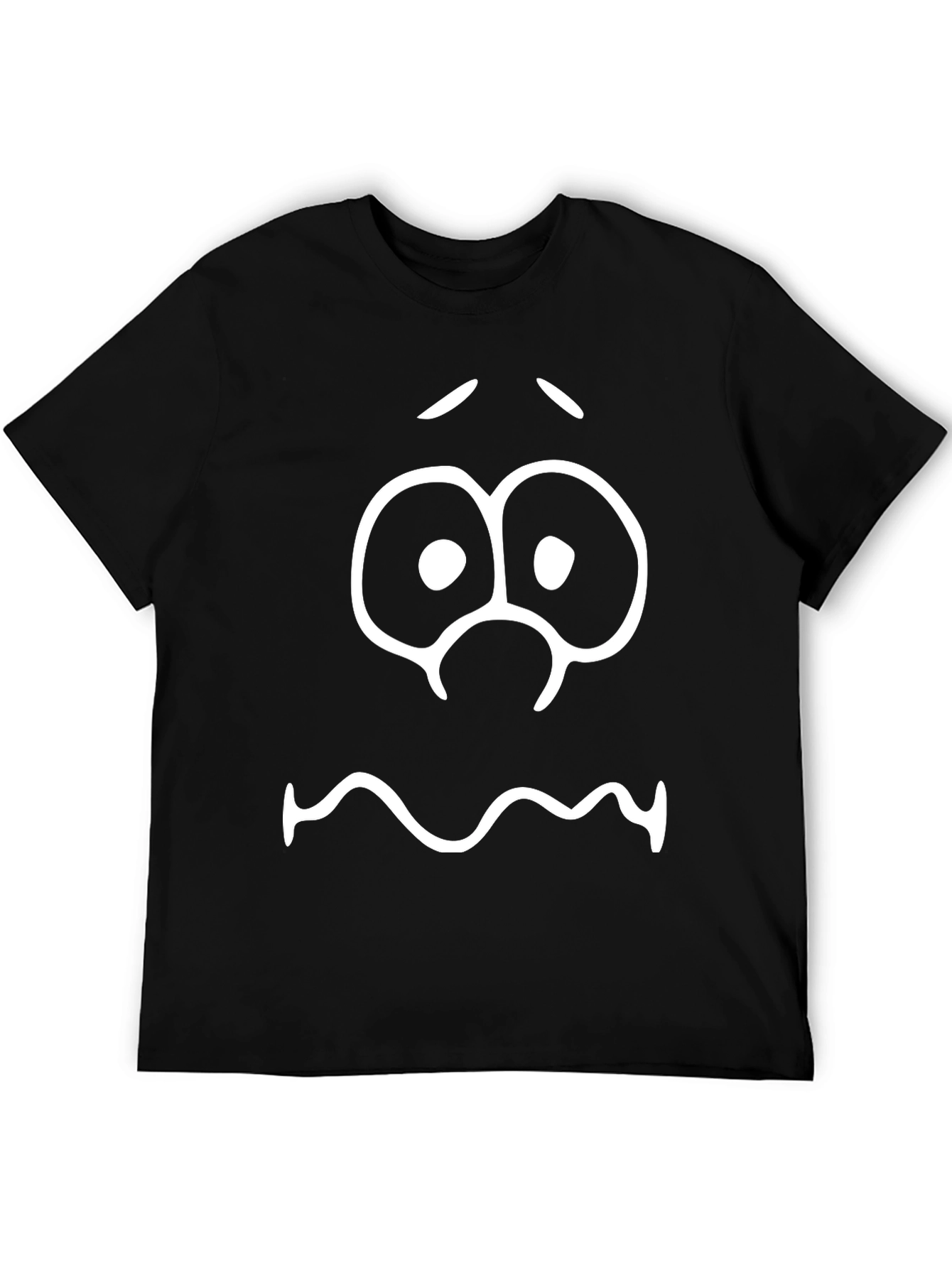 Funny Graphic Tee - Scared Face Black T-Shirt