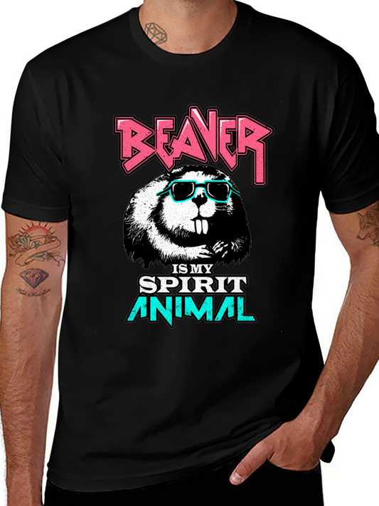 Beaver Spirit Animal Graphic T-Shirt - Black