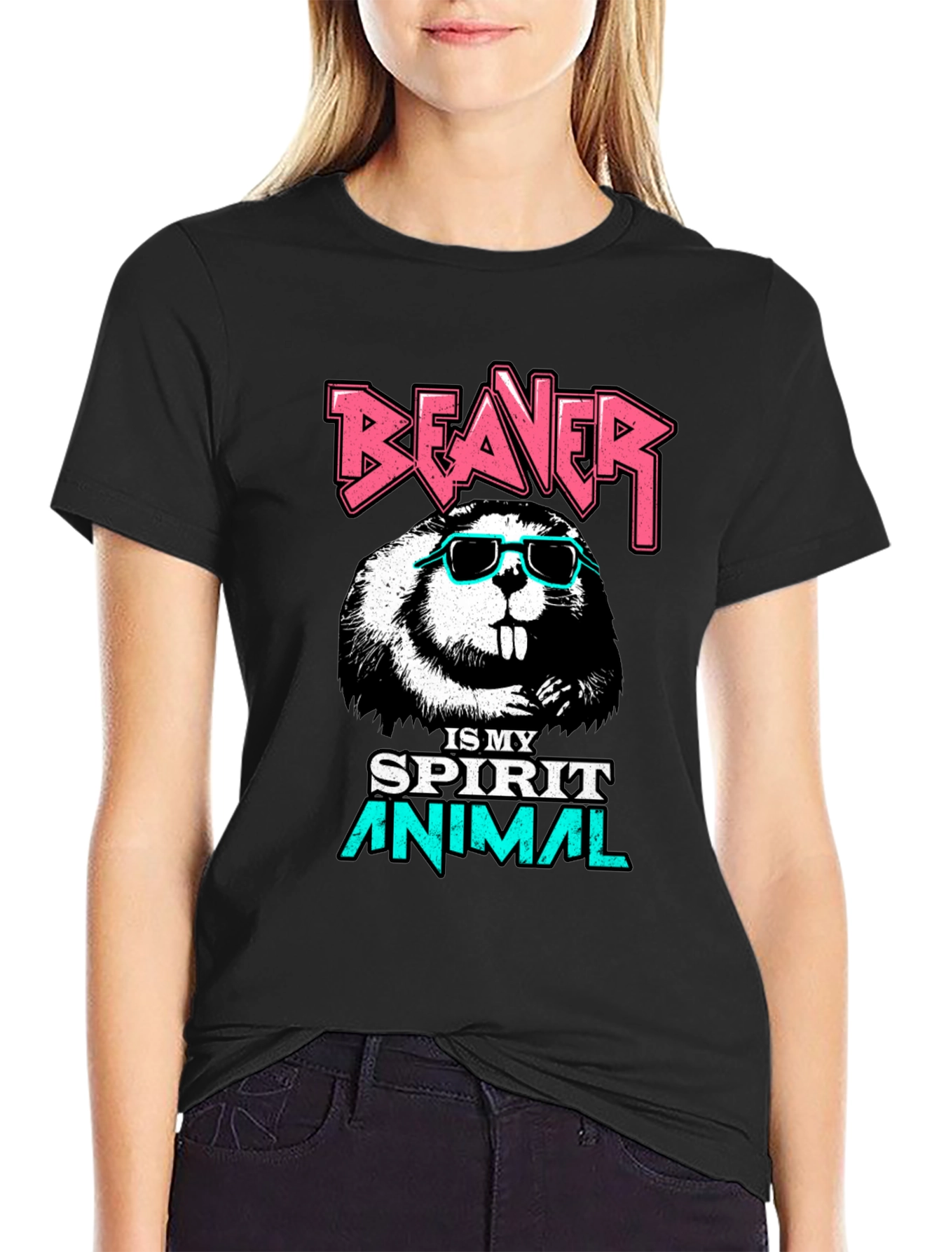 Beaver Spirit Animal Graphic T-Shirt - Black