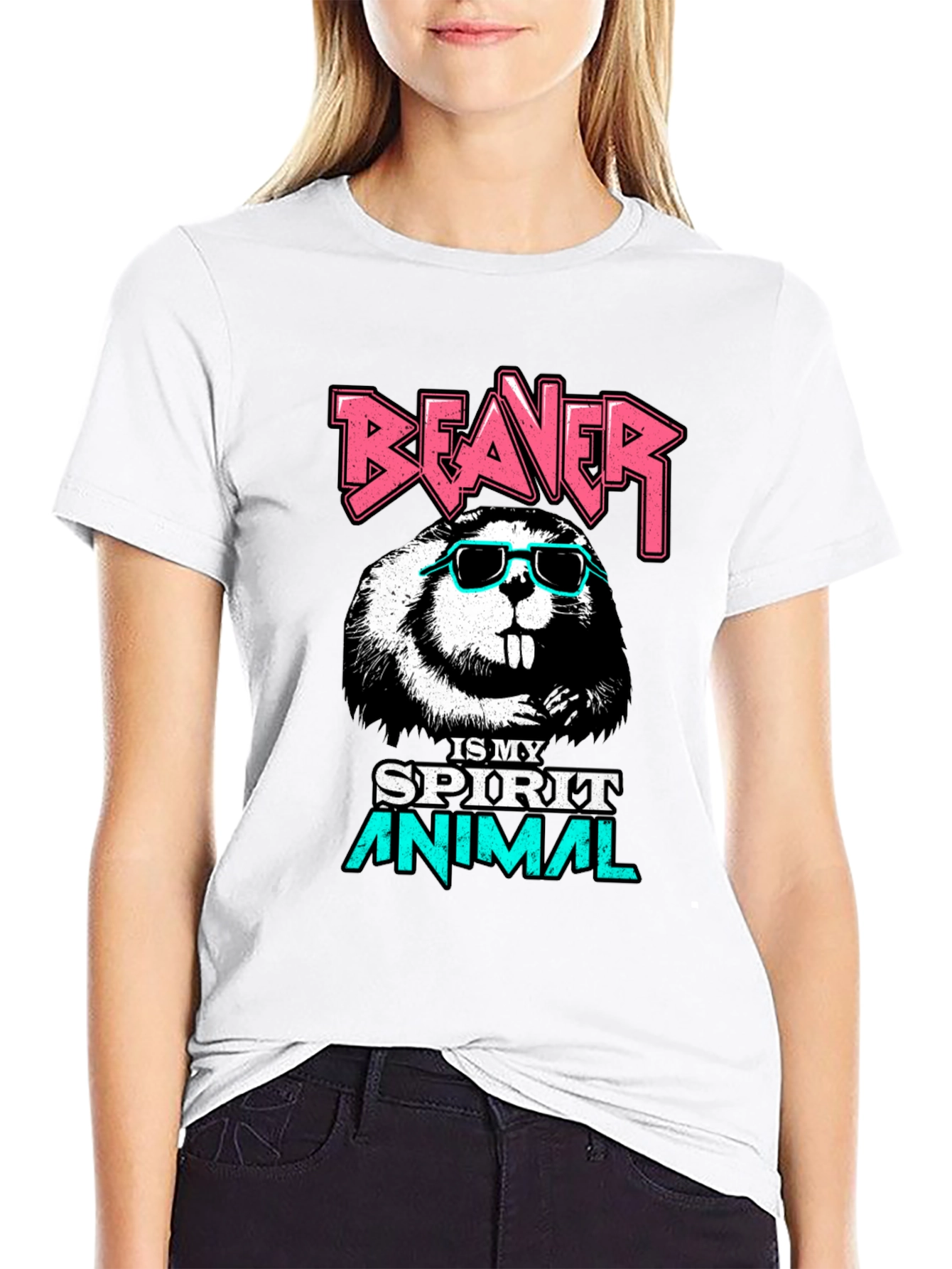 Beaver Spirit Animal Graphic T-Shirt - Black