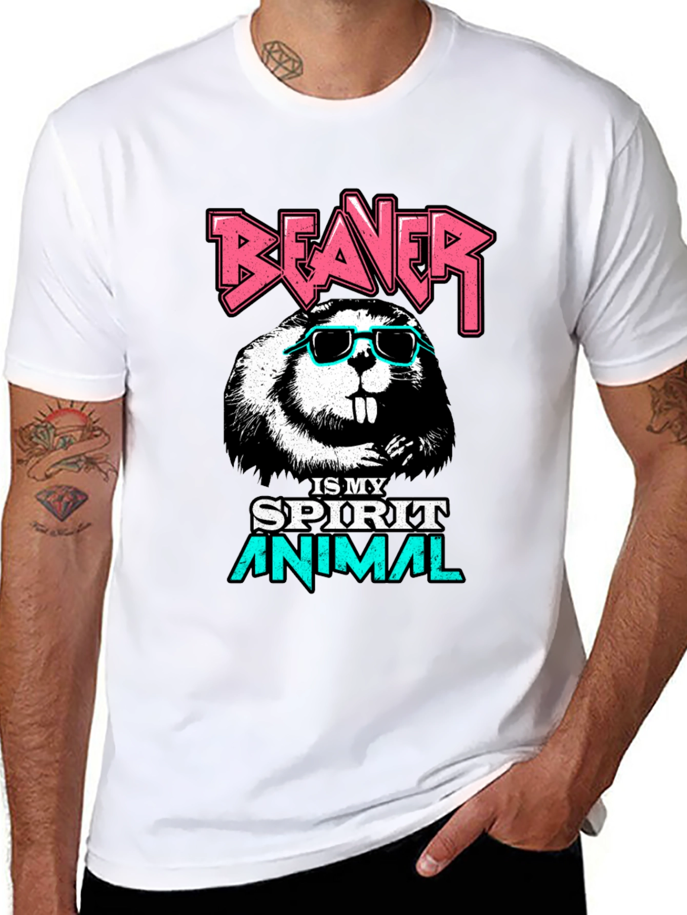 Beaver Spirit Animal Graphic T-Shirt - Black
