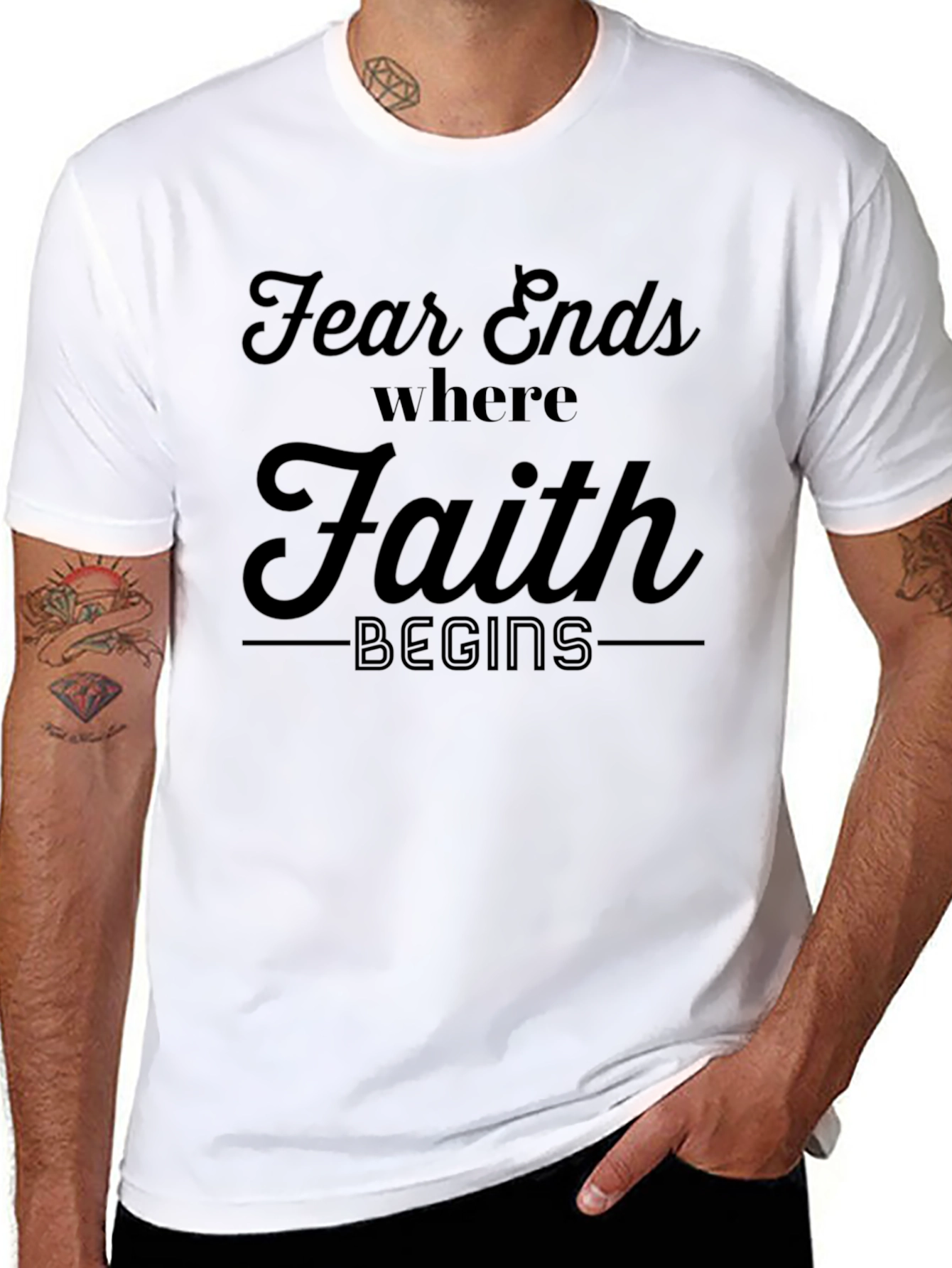 Faith Begins T-Shirt - Inspirational Christian Apparel