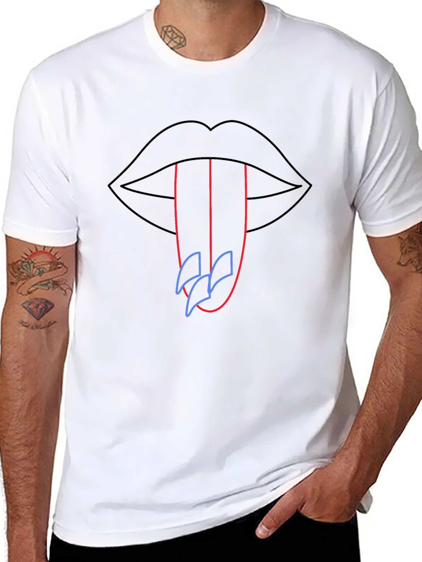 Neon Lips Graphic Tee - Modern Art Shirt