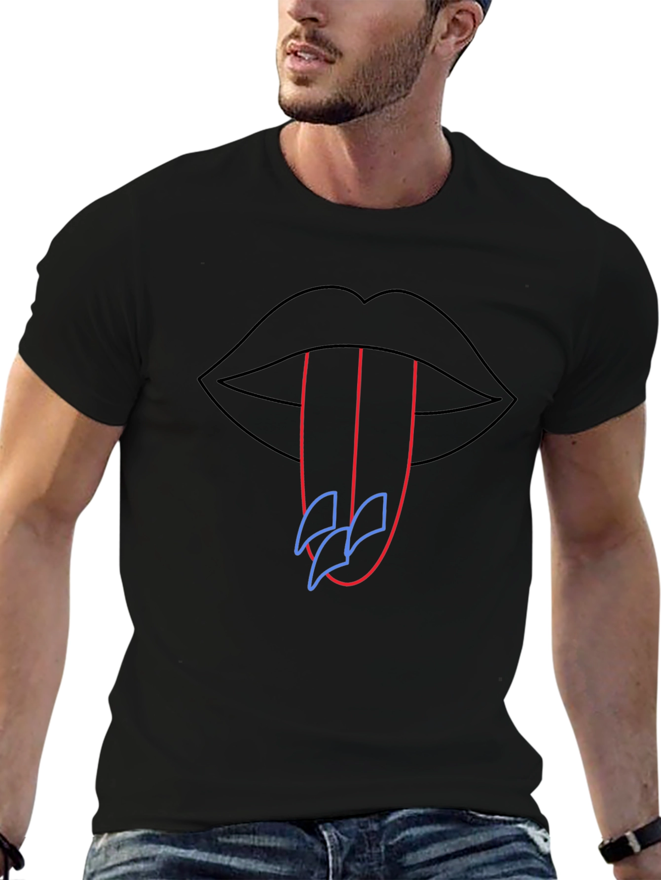 Neon Lips Graphic Tee - Modern Art Shirt