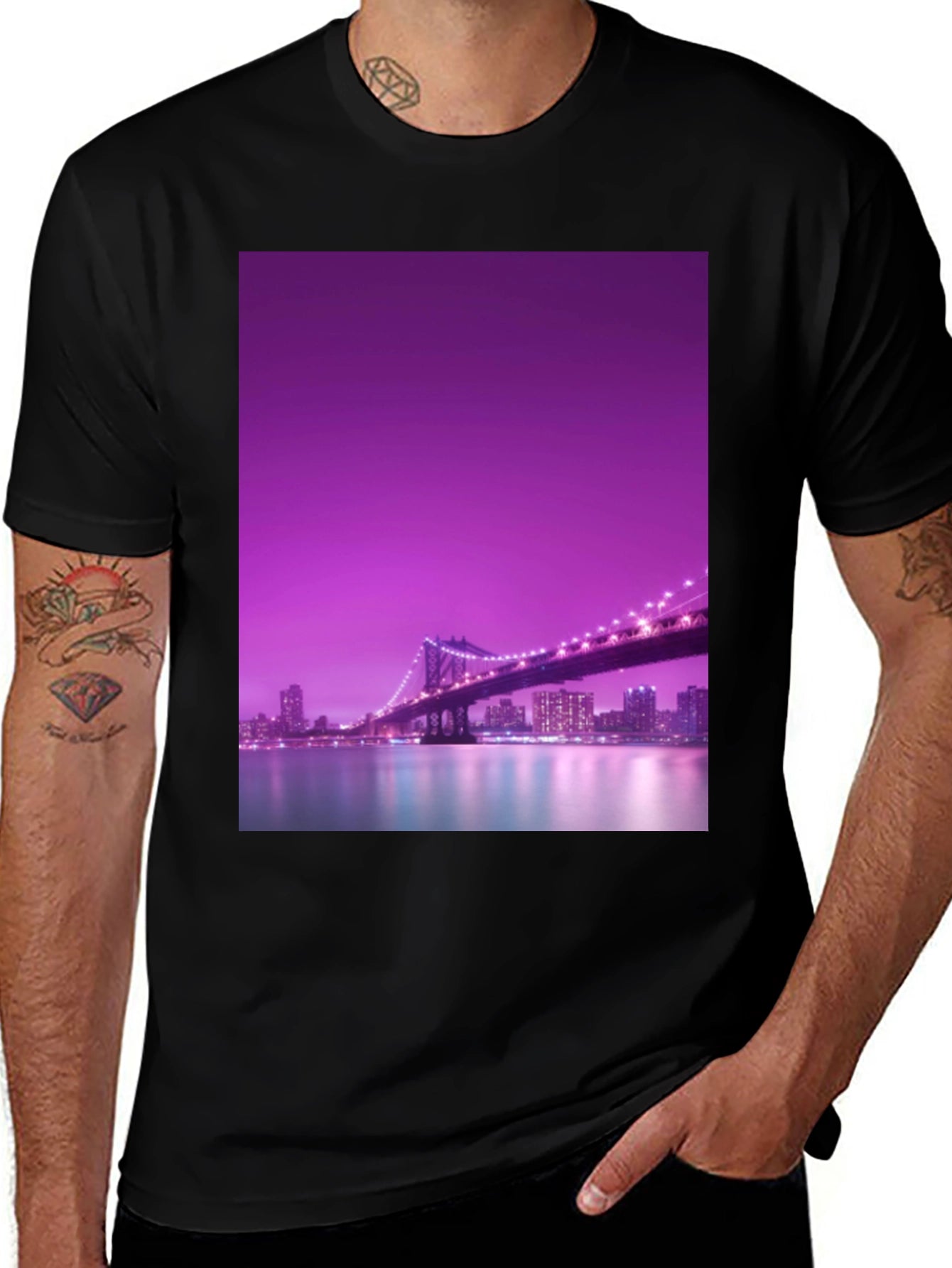 Night City Bridge Graphic Tee