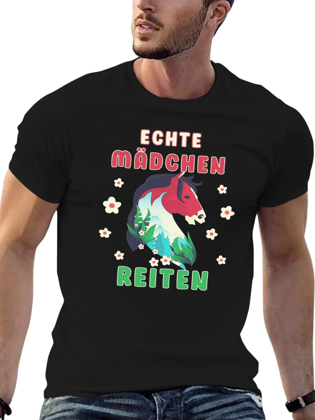 Echte Mädchen Reiten Horse Graphic Tee
