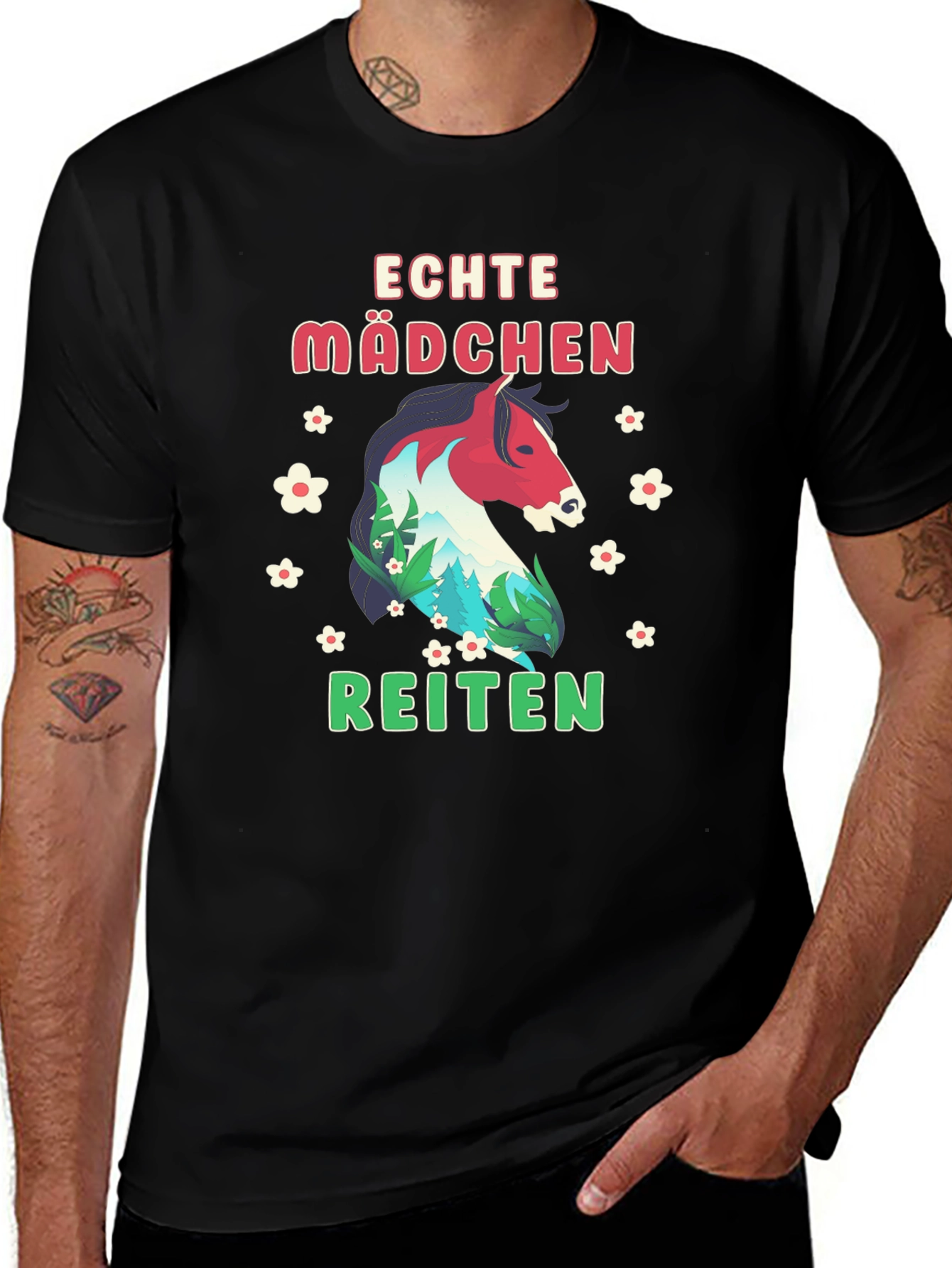 Echte Mädchen Reiten Horse Graphic Tee