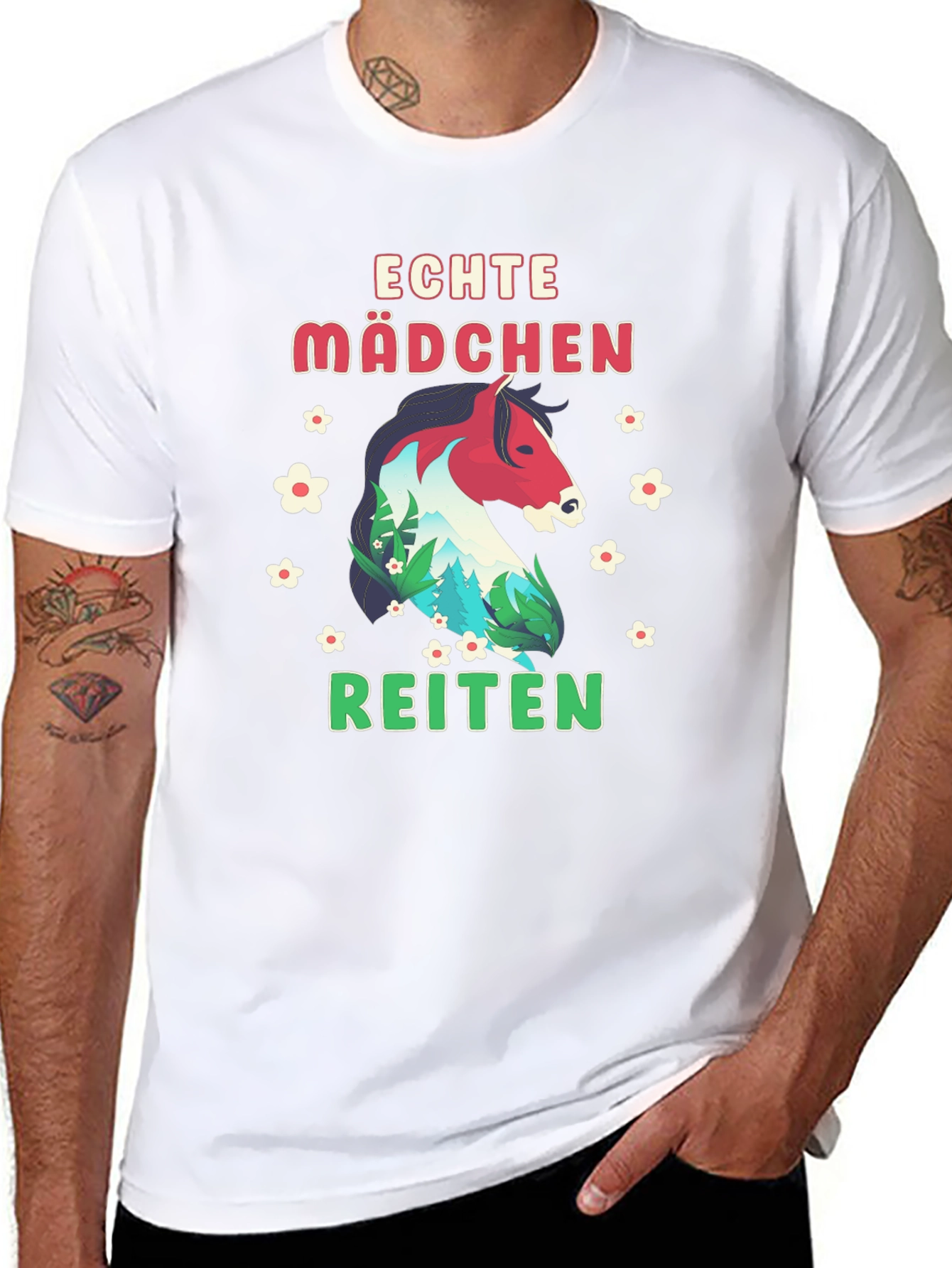 Echte Mädchen Reiten Horse Graphic Tee