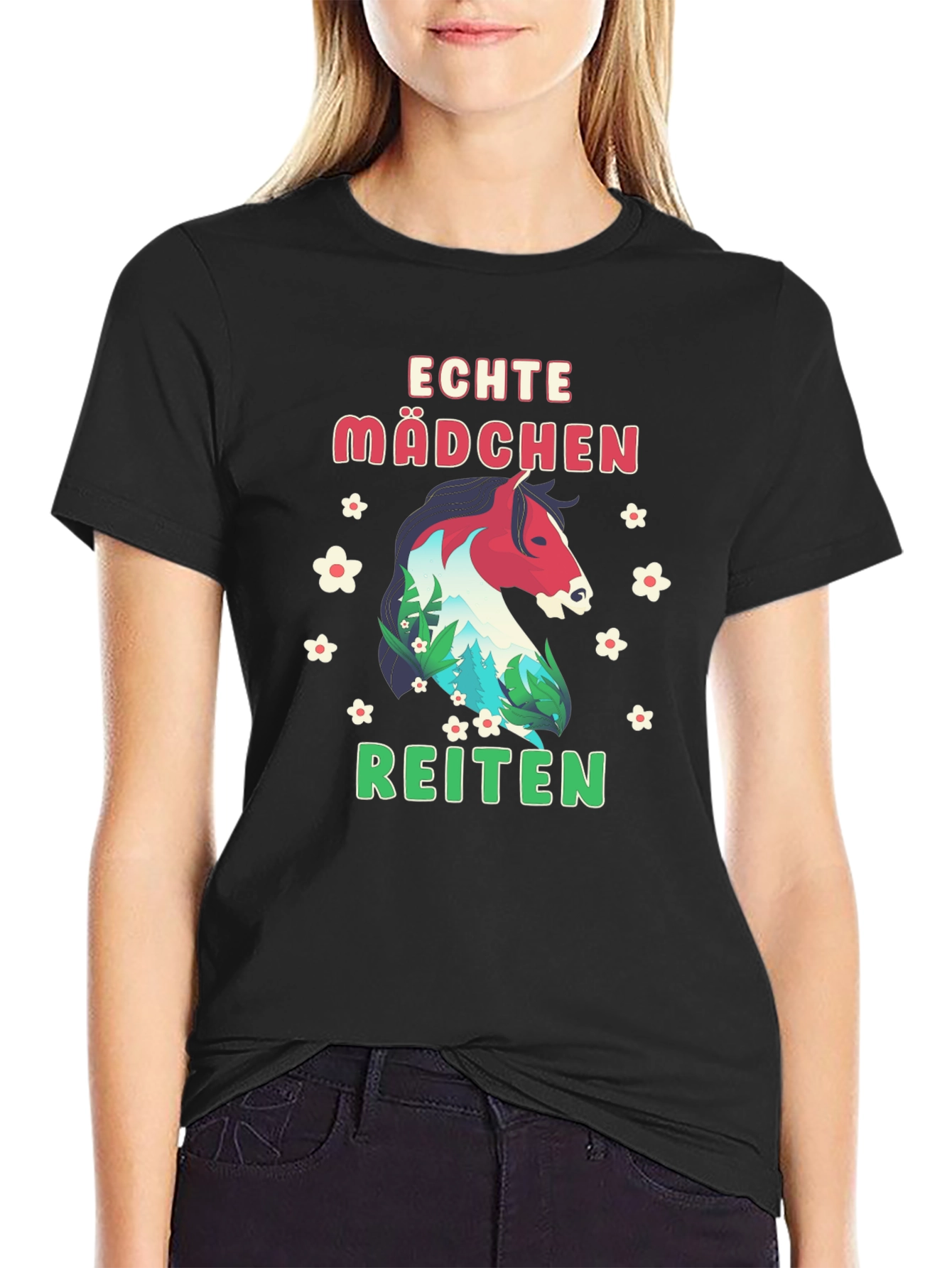 Echte Mädchen Reiten Horse Graphic Tee