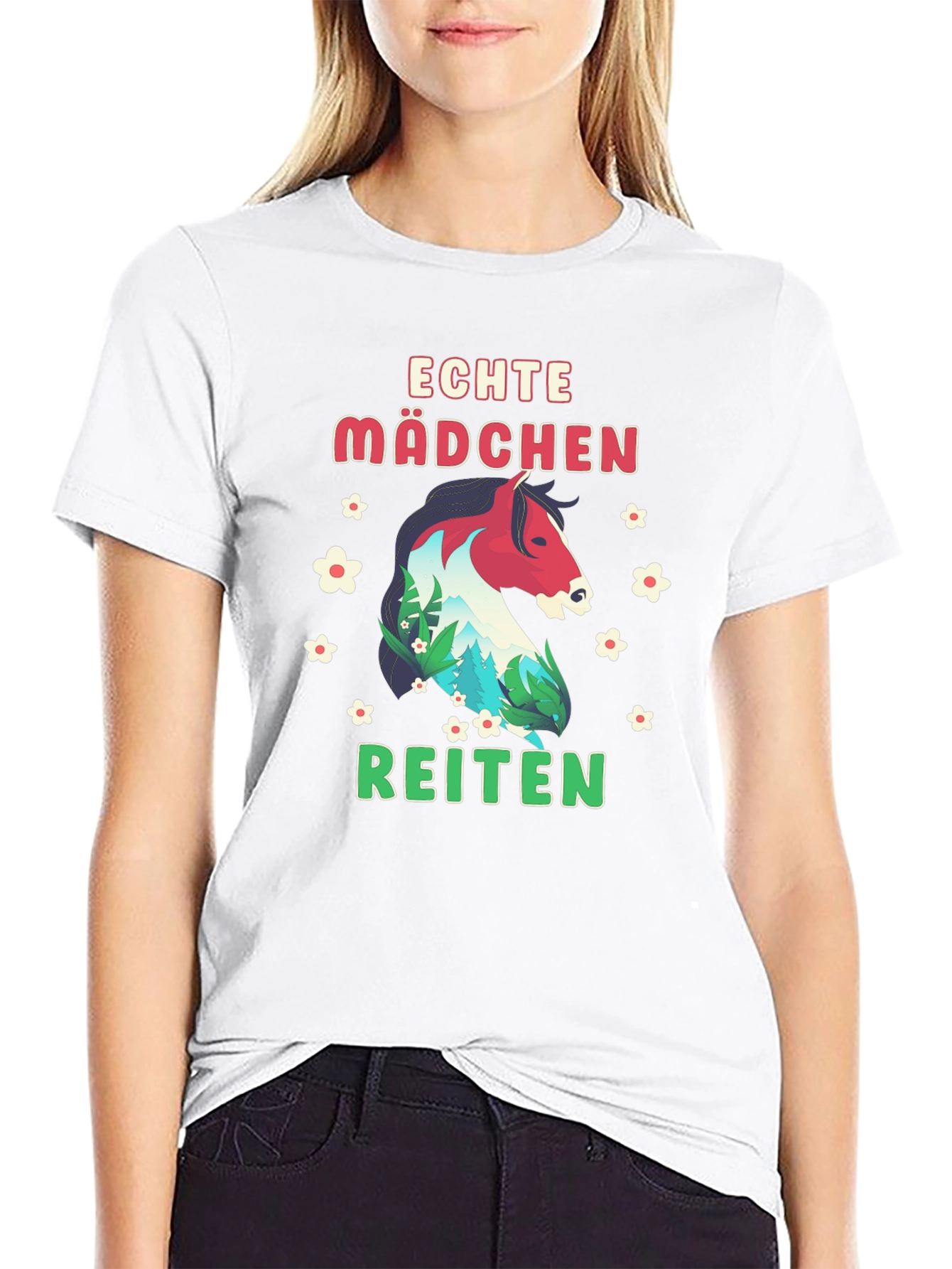 Echte Mädchen Reiten Horse Graphic Tee