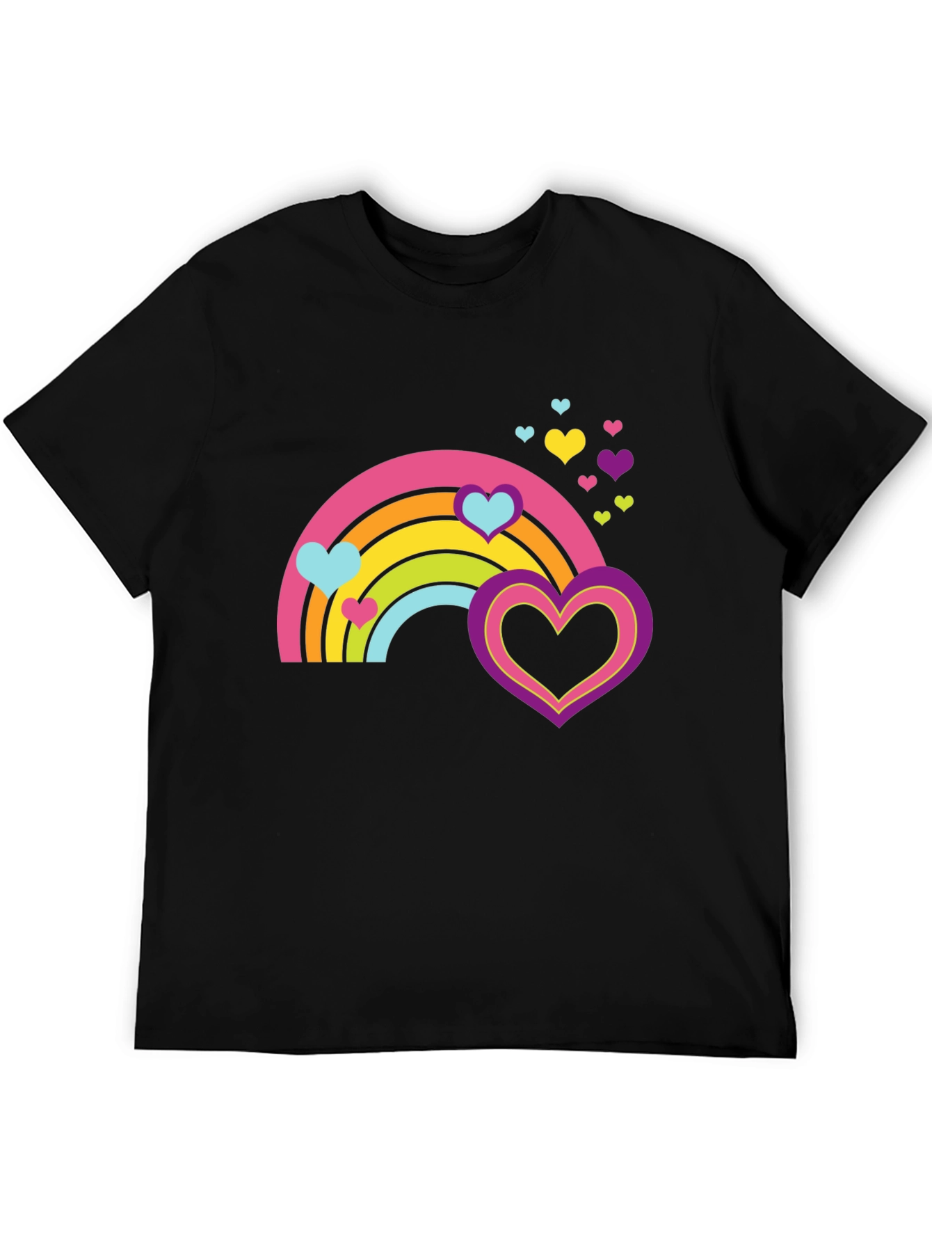 Rainbow Hearts Graphic Tee - Black