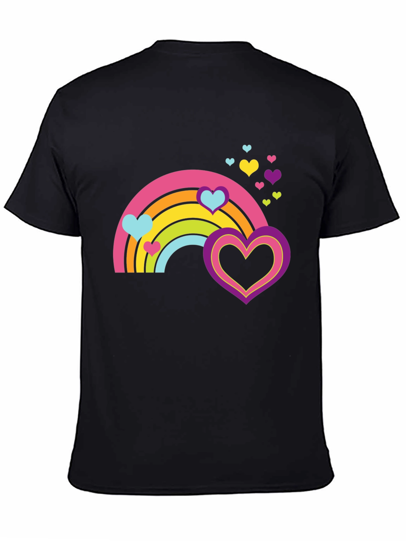 Rainbow Hearts Graphic Tee - Black