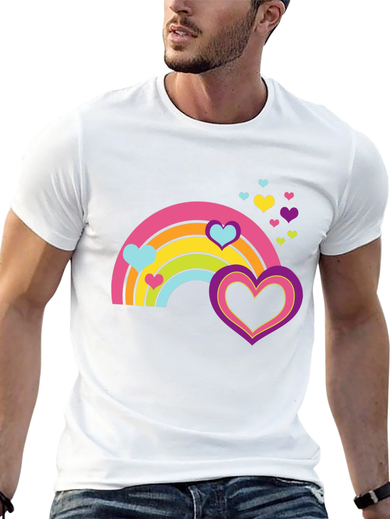 Rainbow Hearts Graphic Tee - Black
