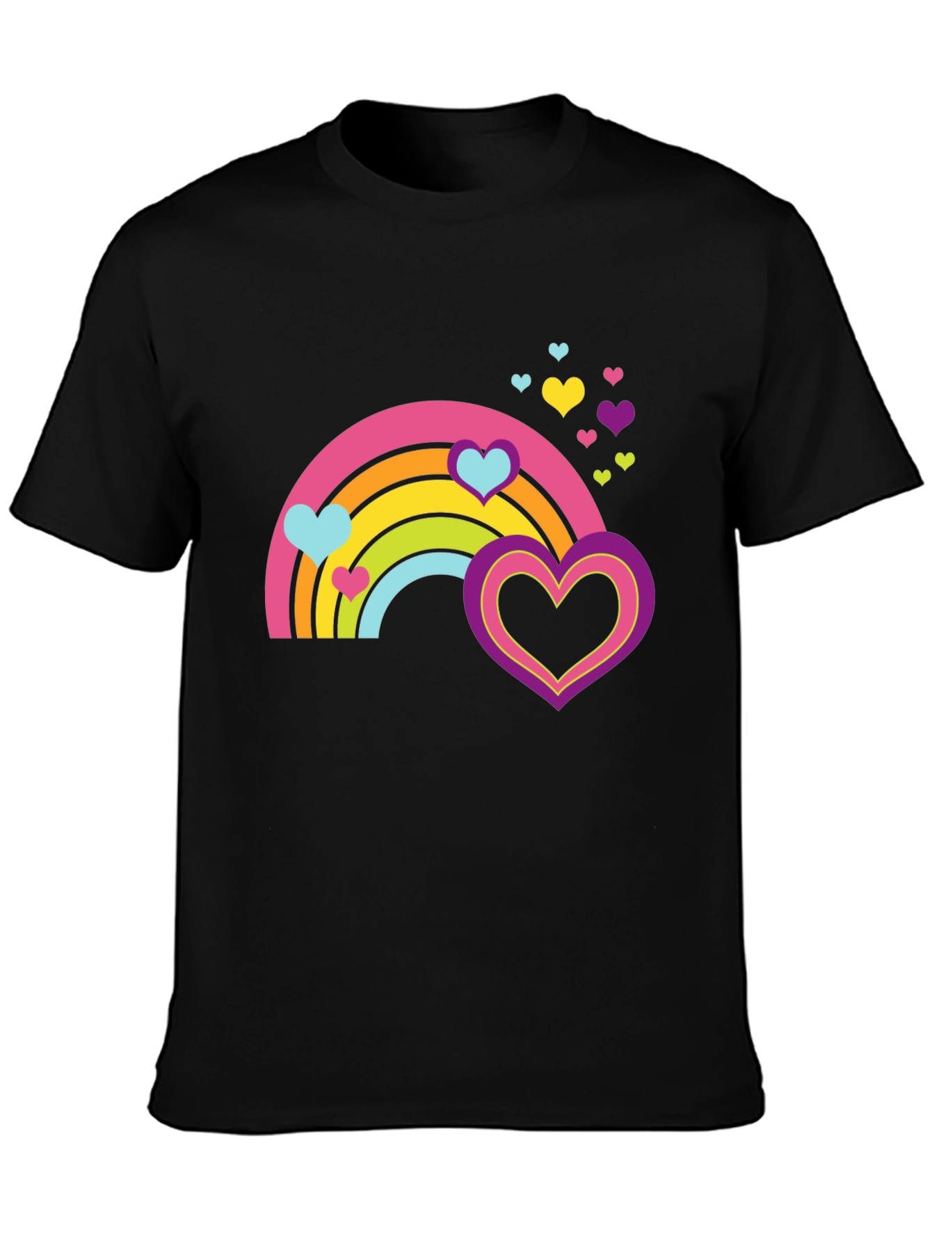 Rainbow Hearts Graphic Tee - Black