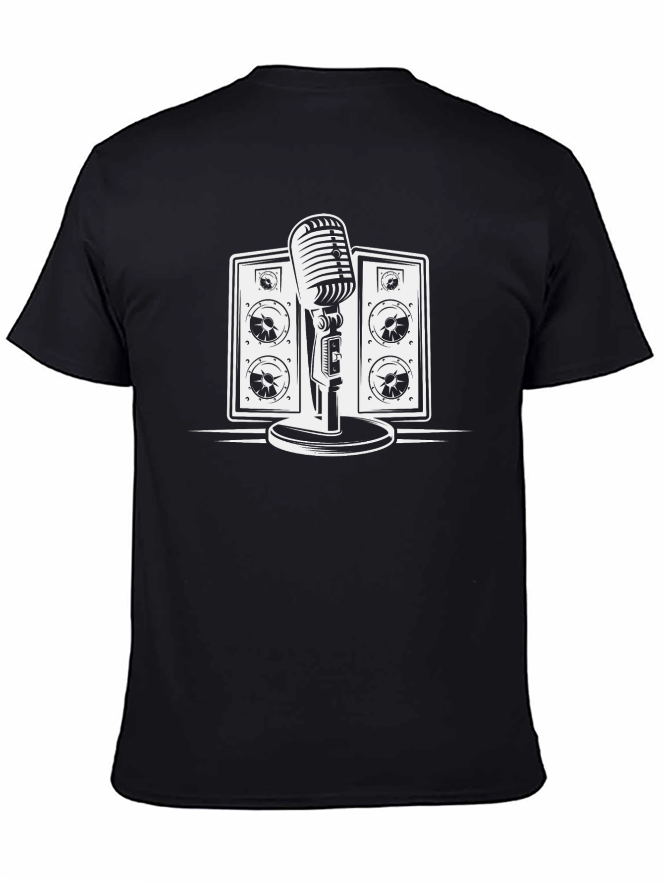 Retro Microphone & Speaker Graphic Tee - Classic Style