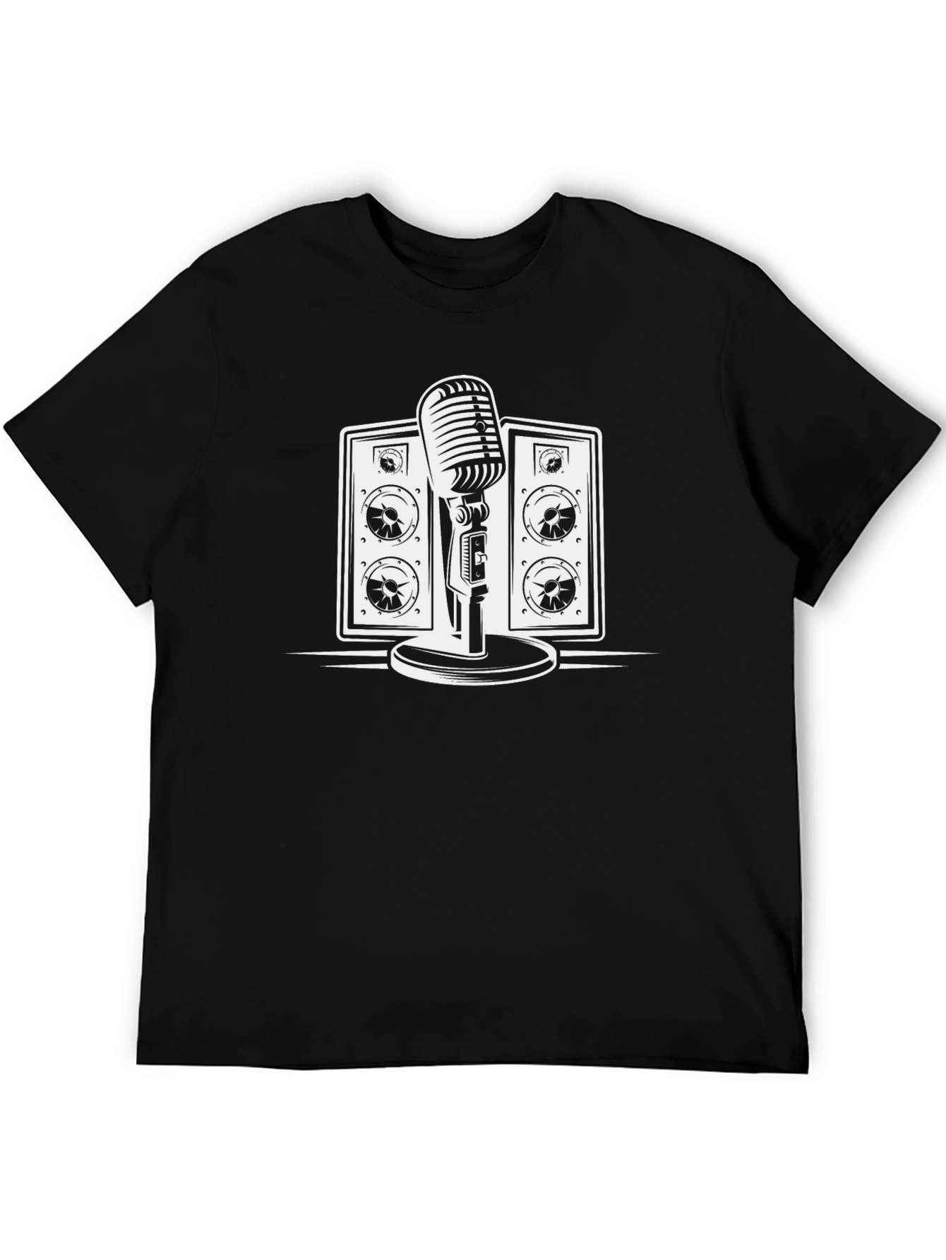 Retro Microphone & Speaker Graphic Tee - Classic Style
