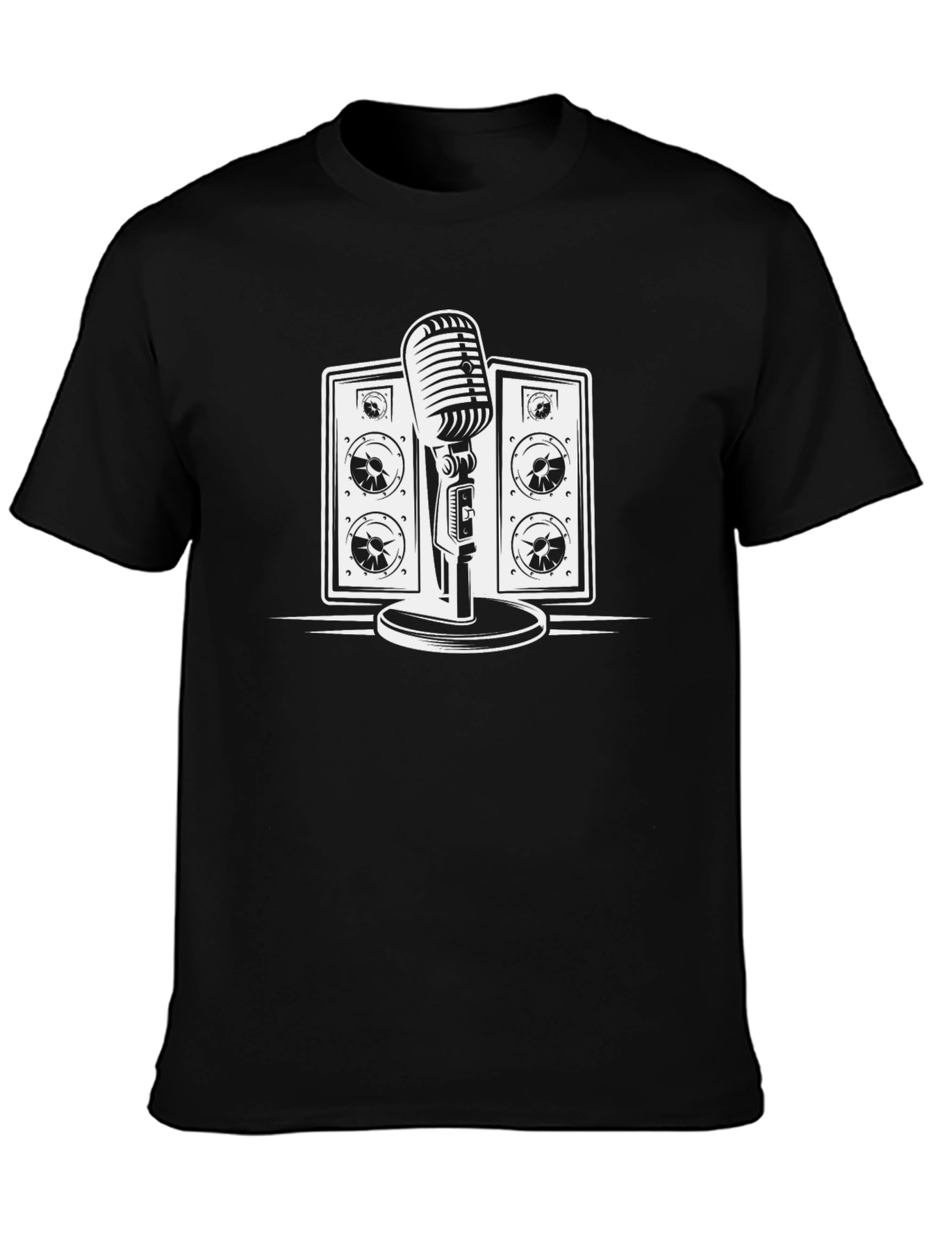 Retro Microphone & Speaker Graphic Tee - Classic Style