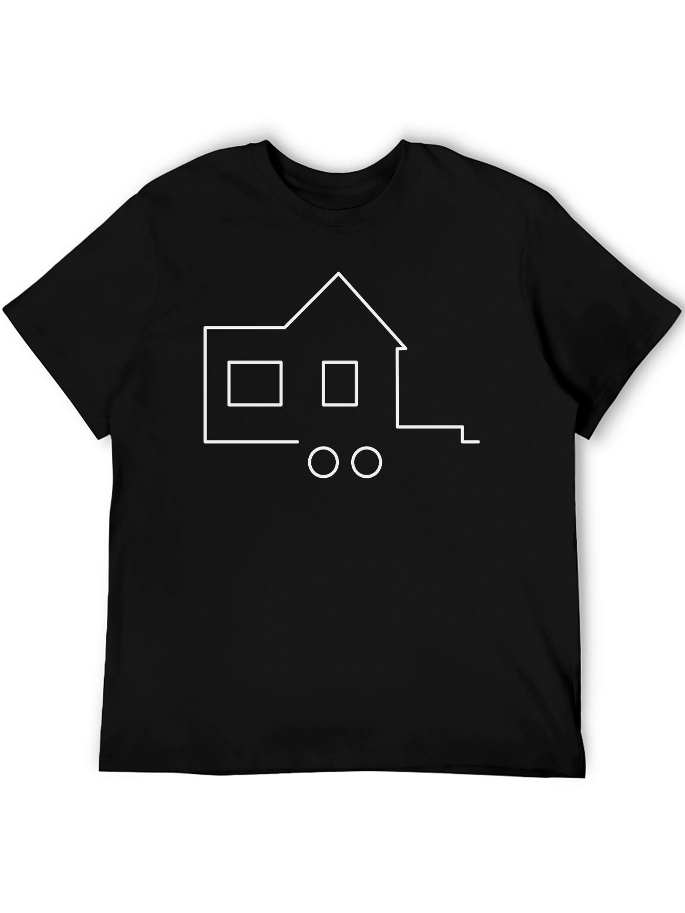 Minimalist House Graphic T-Shirt - Black