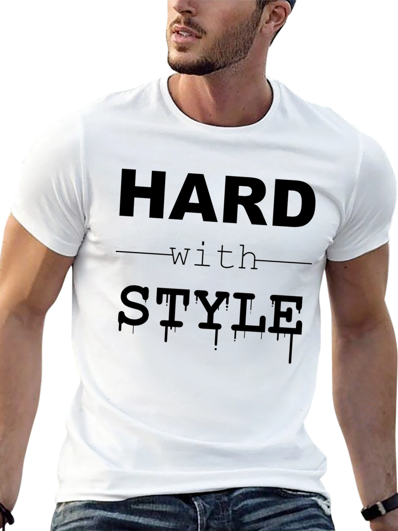 Hard with Style Mens Black Graphic T-Shirt