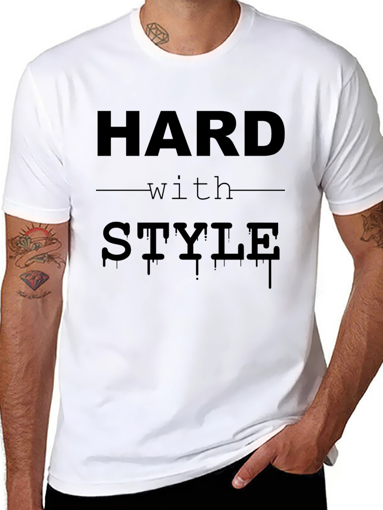 Hard with Style Mens Black Graphic T-Shirt