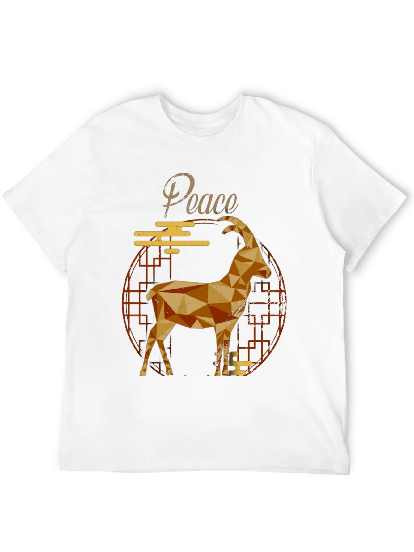 Geometric Goat Graphic Tee - Peace Symbol Shirt