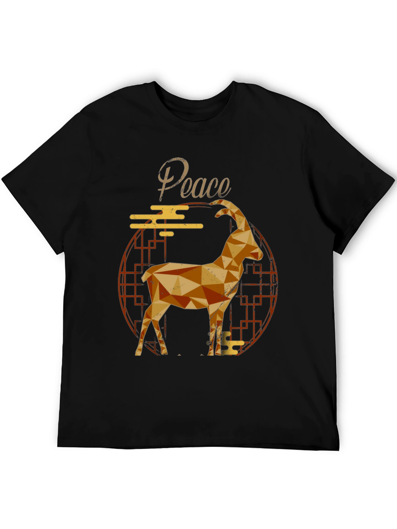 Geometric Goat Graphic Tee - Peace Symbol Shirt