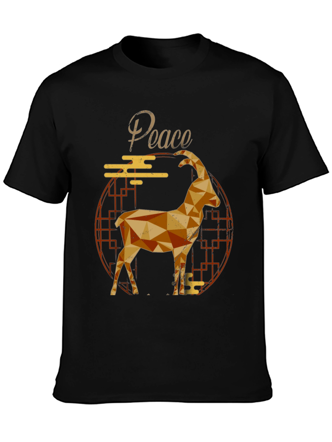 Geometric Goat Graphic Tee - Peace Symbol Shirt