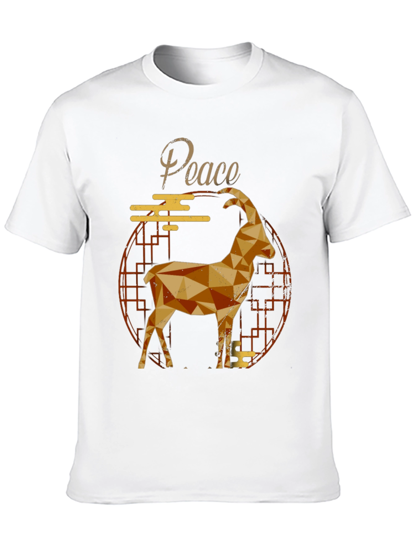 Geometric Goat Graphic Tee - Peace Symbol Shirt