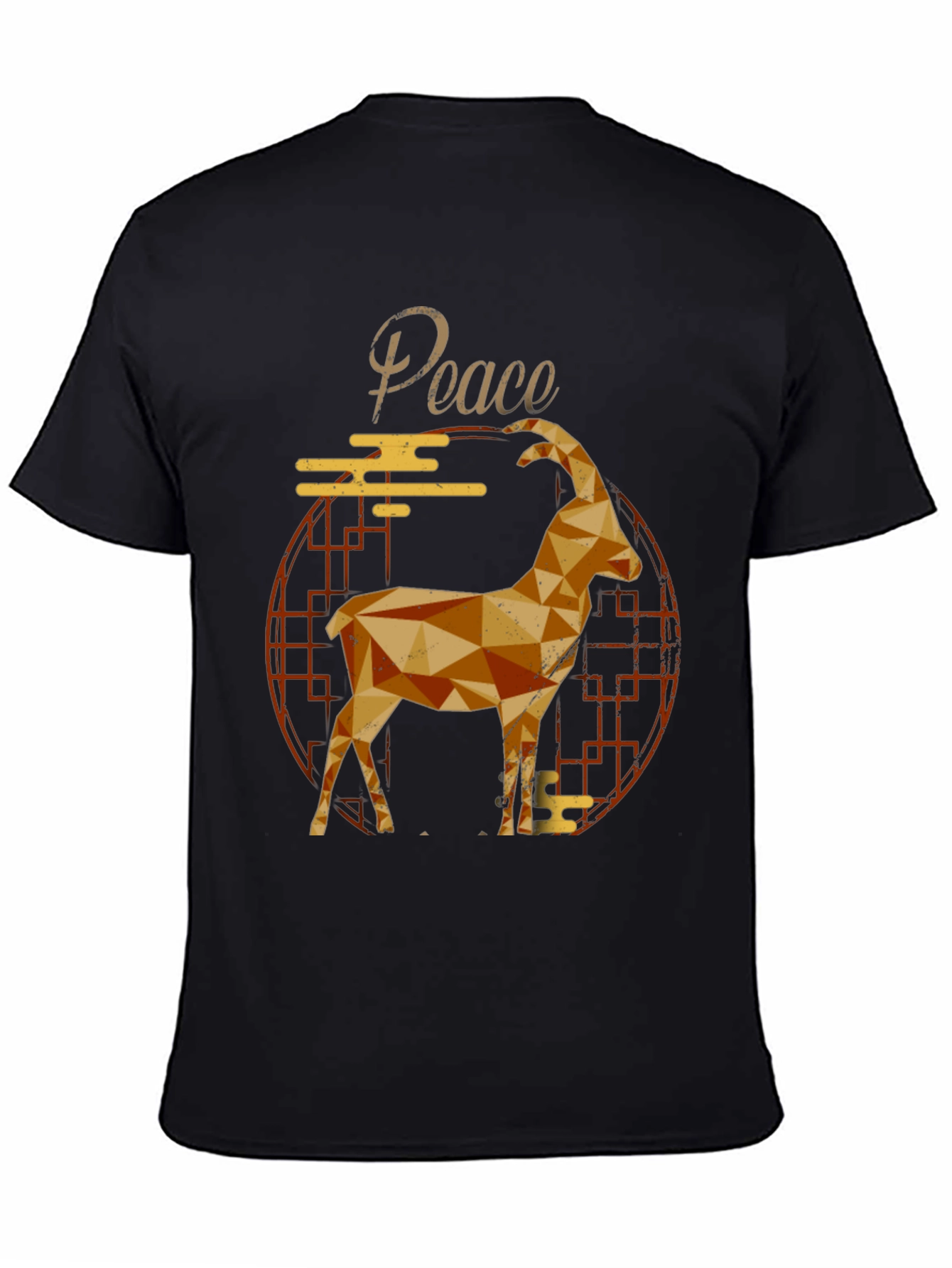 Geometric Goat Graphic Tee - Peace Symbol Shirt
