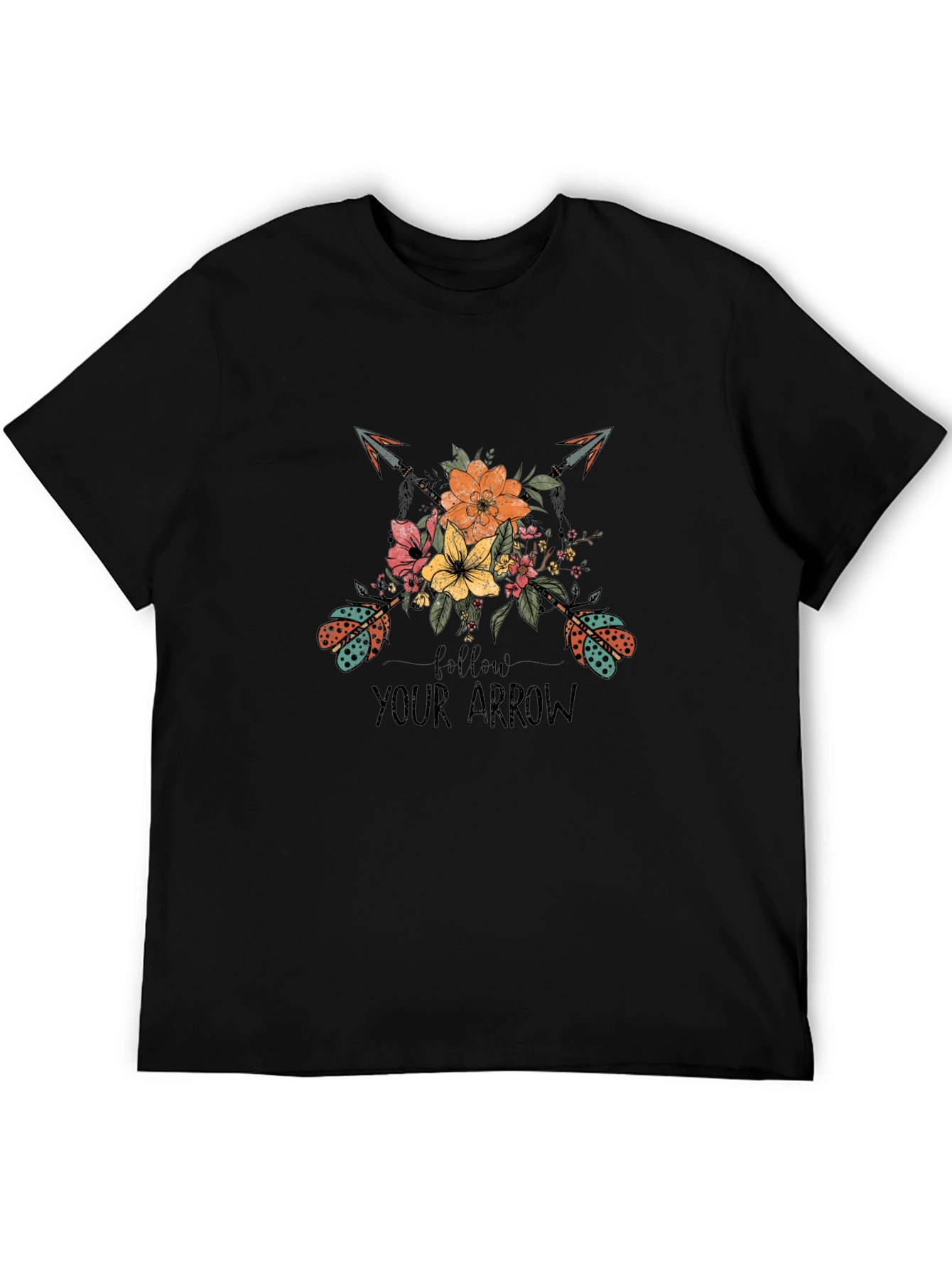 Follow Your Arrow Graphic Tee - Trendy Black T-Shirt