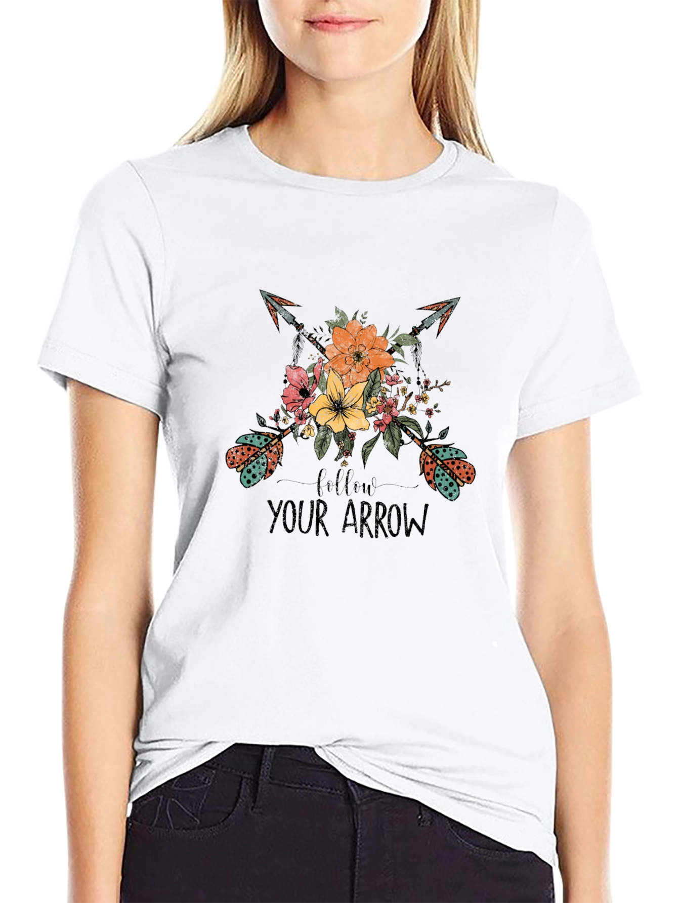 Follow Your Arrow Graphic Tee - Trendy Black T-Shirt