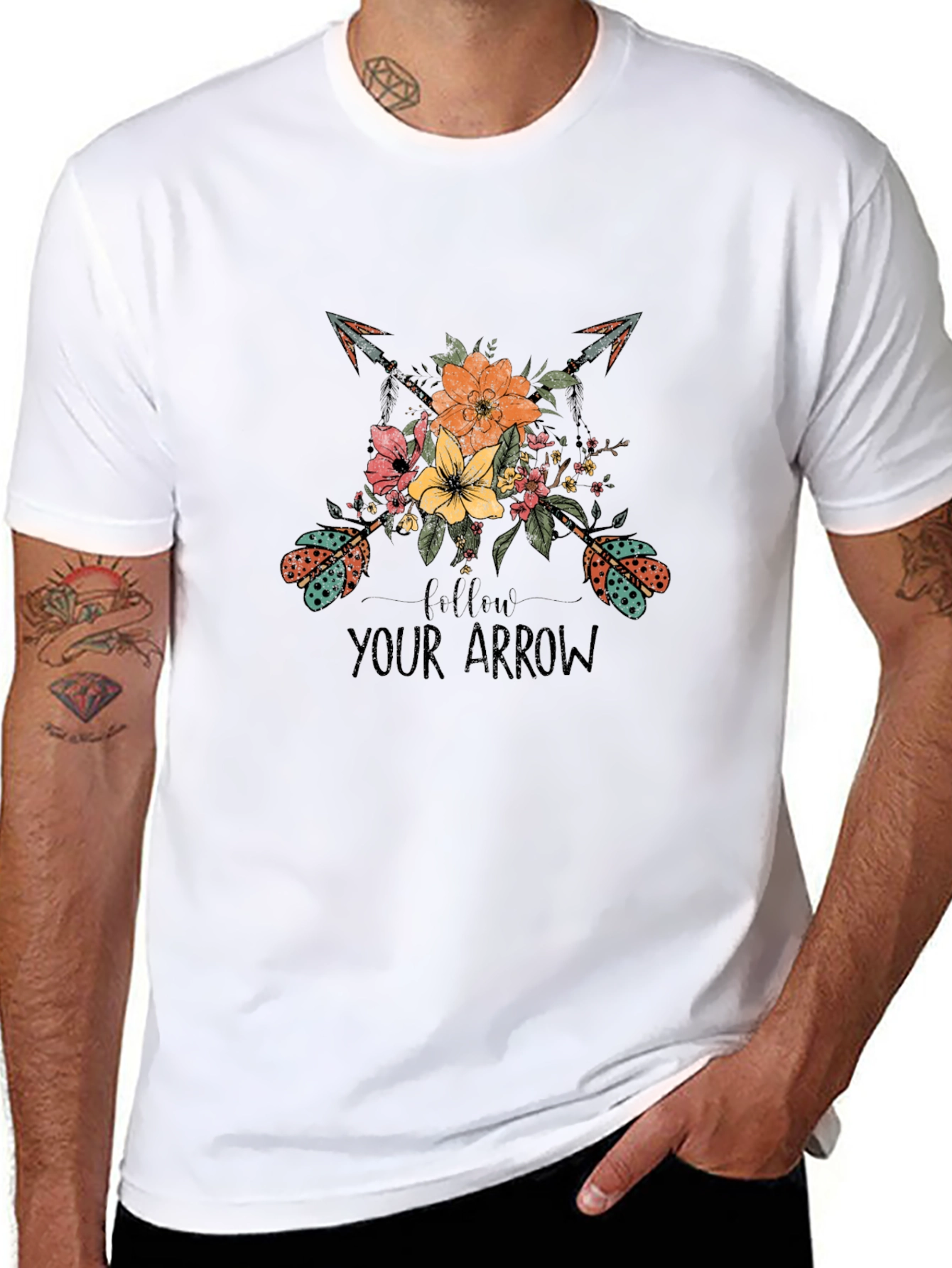 Follow Your Arrow Graphic Tee - Trendy Black T-Shirt