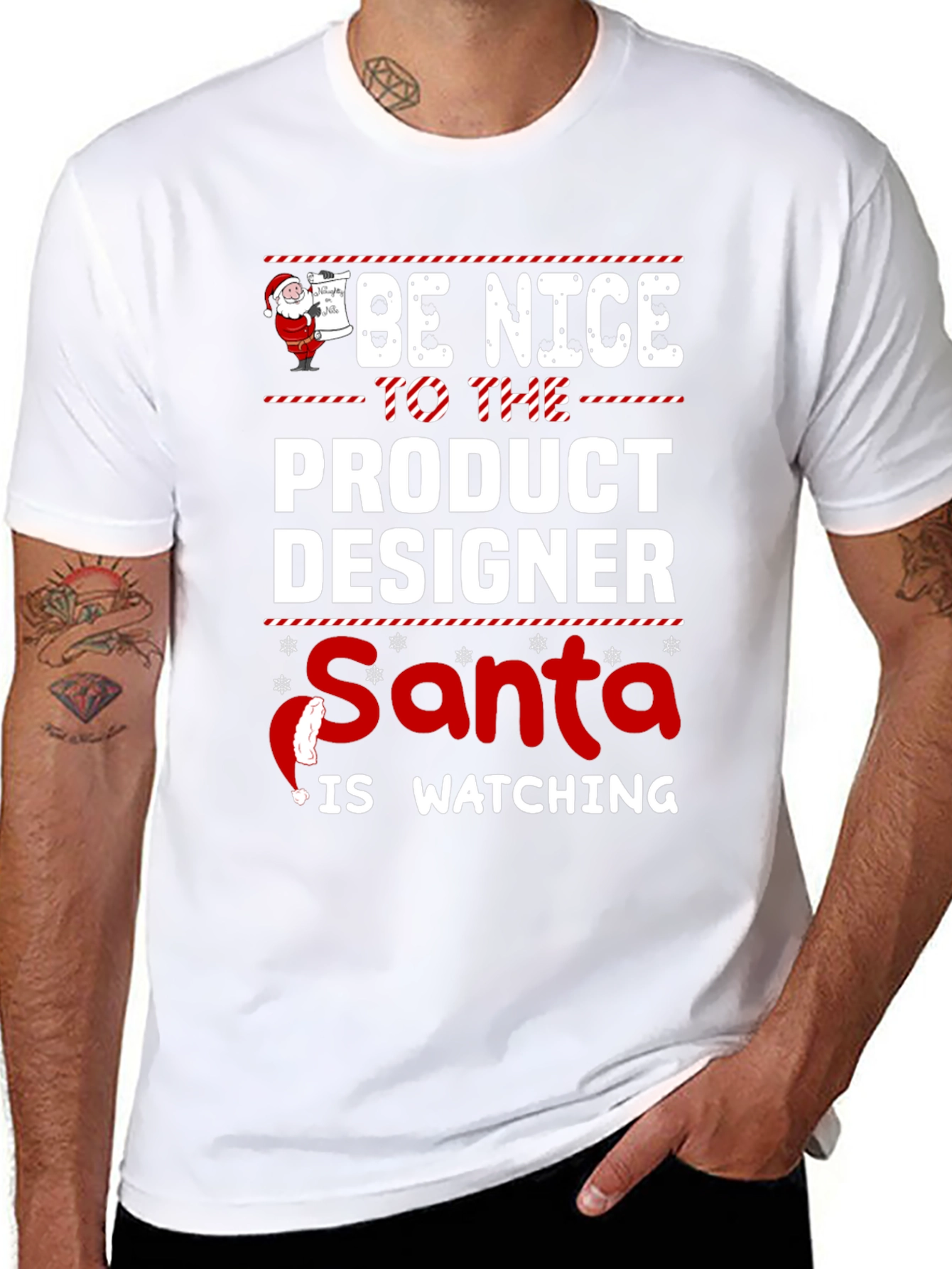Be Nice To The Product Designer Santa Watching T-Shirt