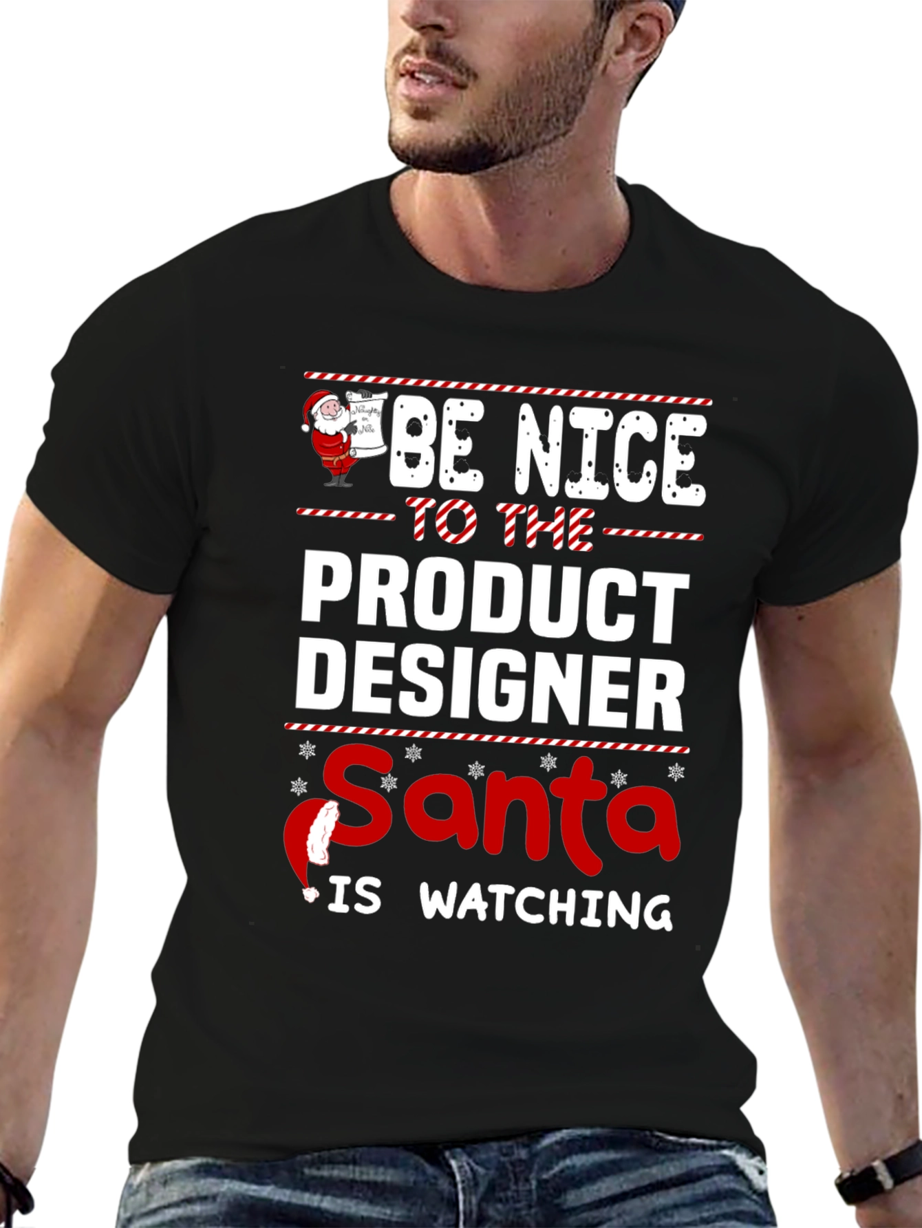 Be Nice To The Product Designer Santa Watching T-Shirt