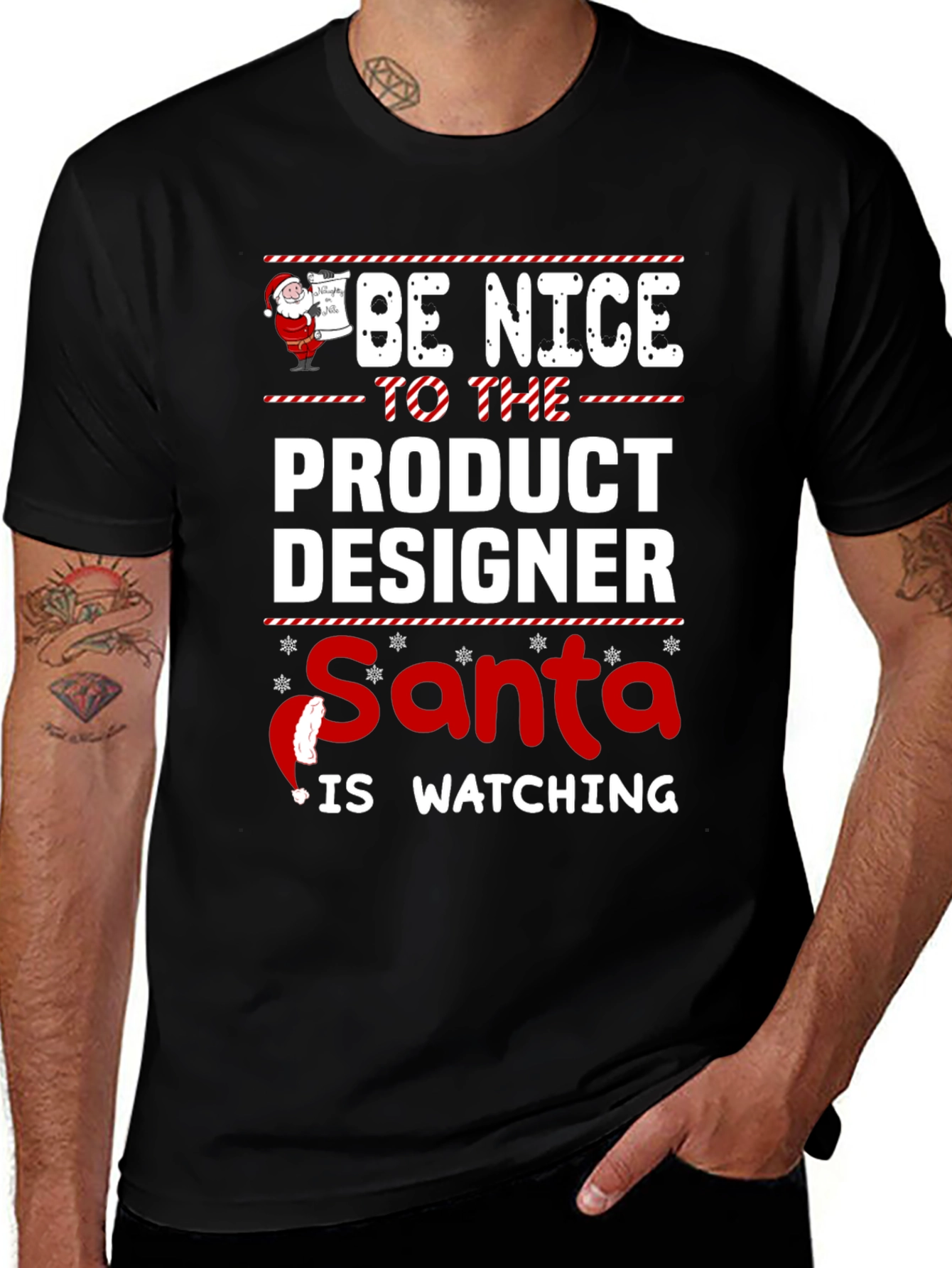 Be Nice To The Product Designer Santa Watching T-Shirt
