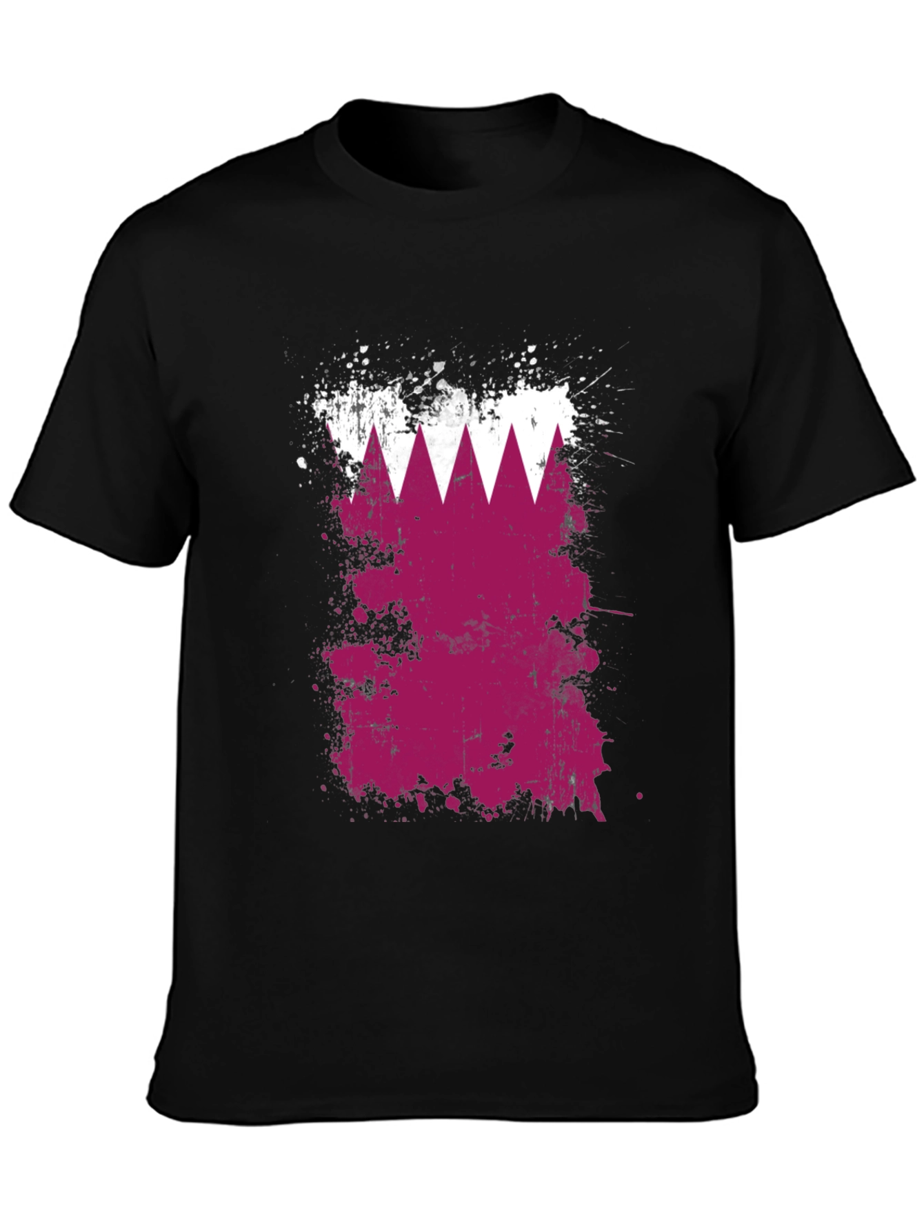 Qatar Flag Splatter T-Shirt - Black