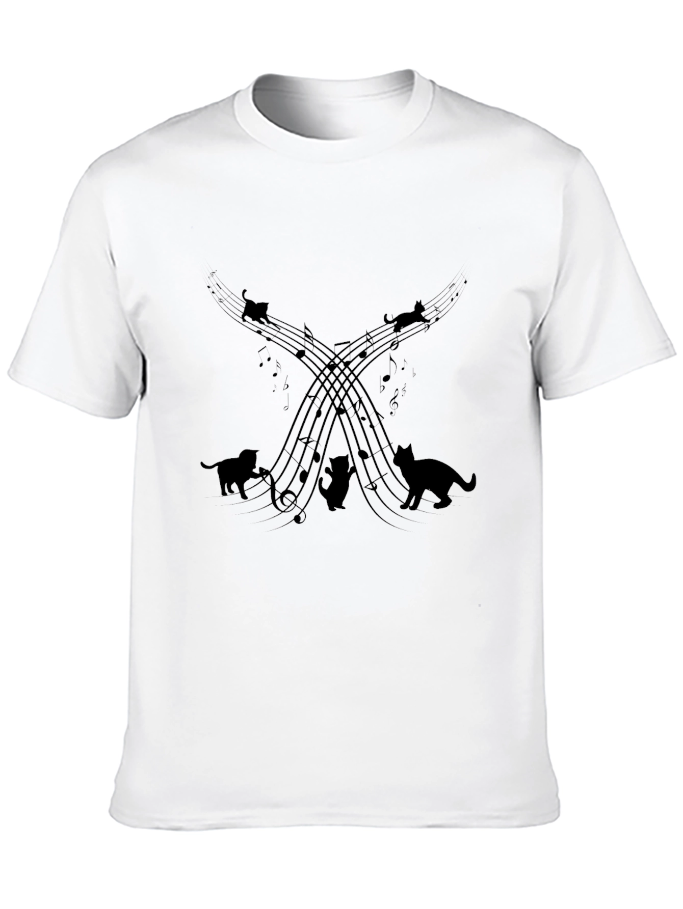 Musical Cats Black Graphic T-Shirt