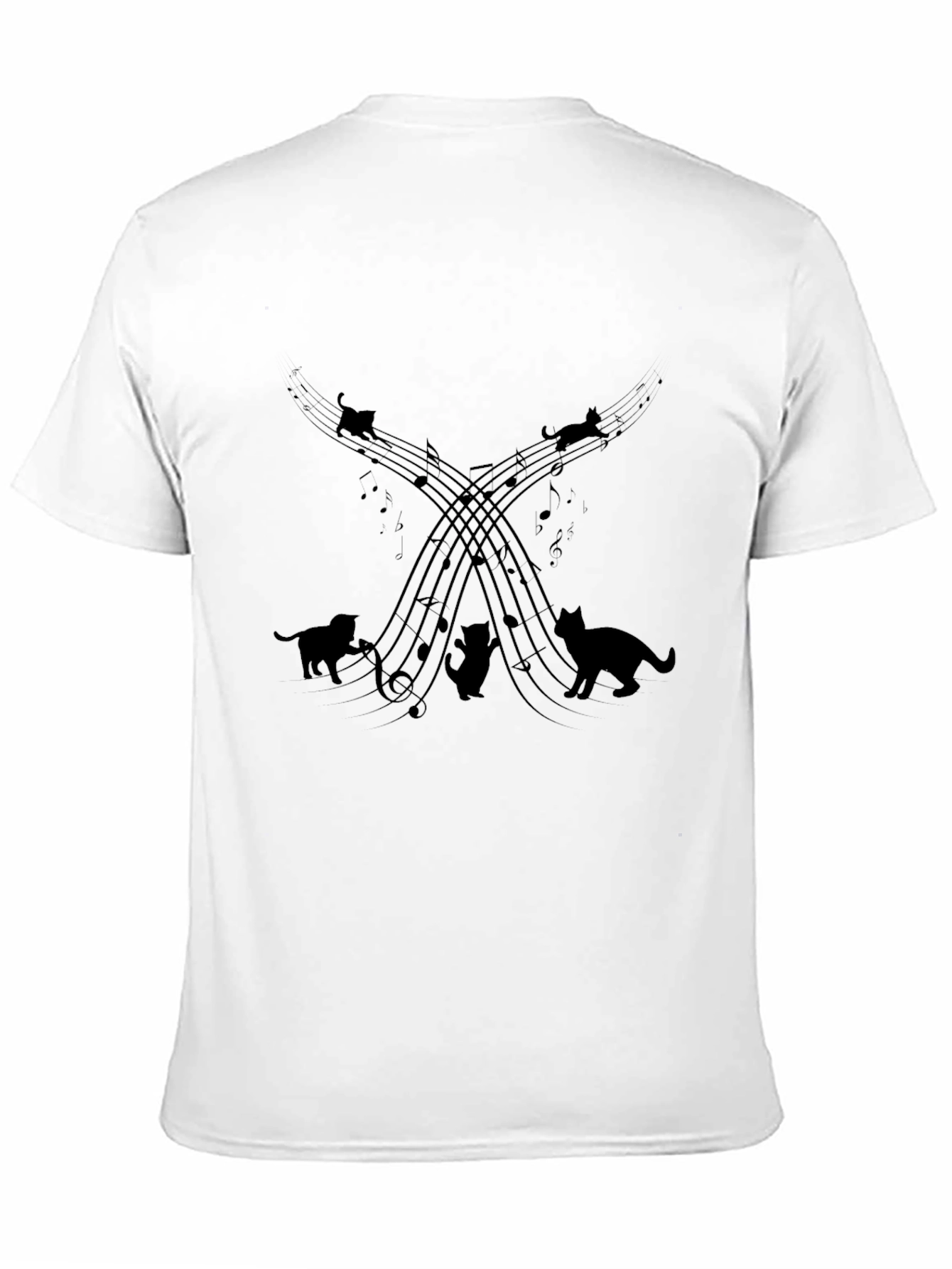 Musical Cats Black Graphic T-Shirt