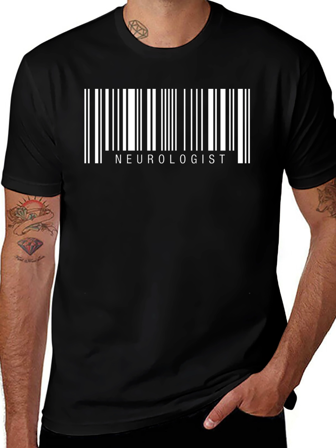 Neurologist Barcode T-Shirt - Black Medical Profession Gift