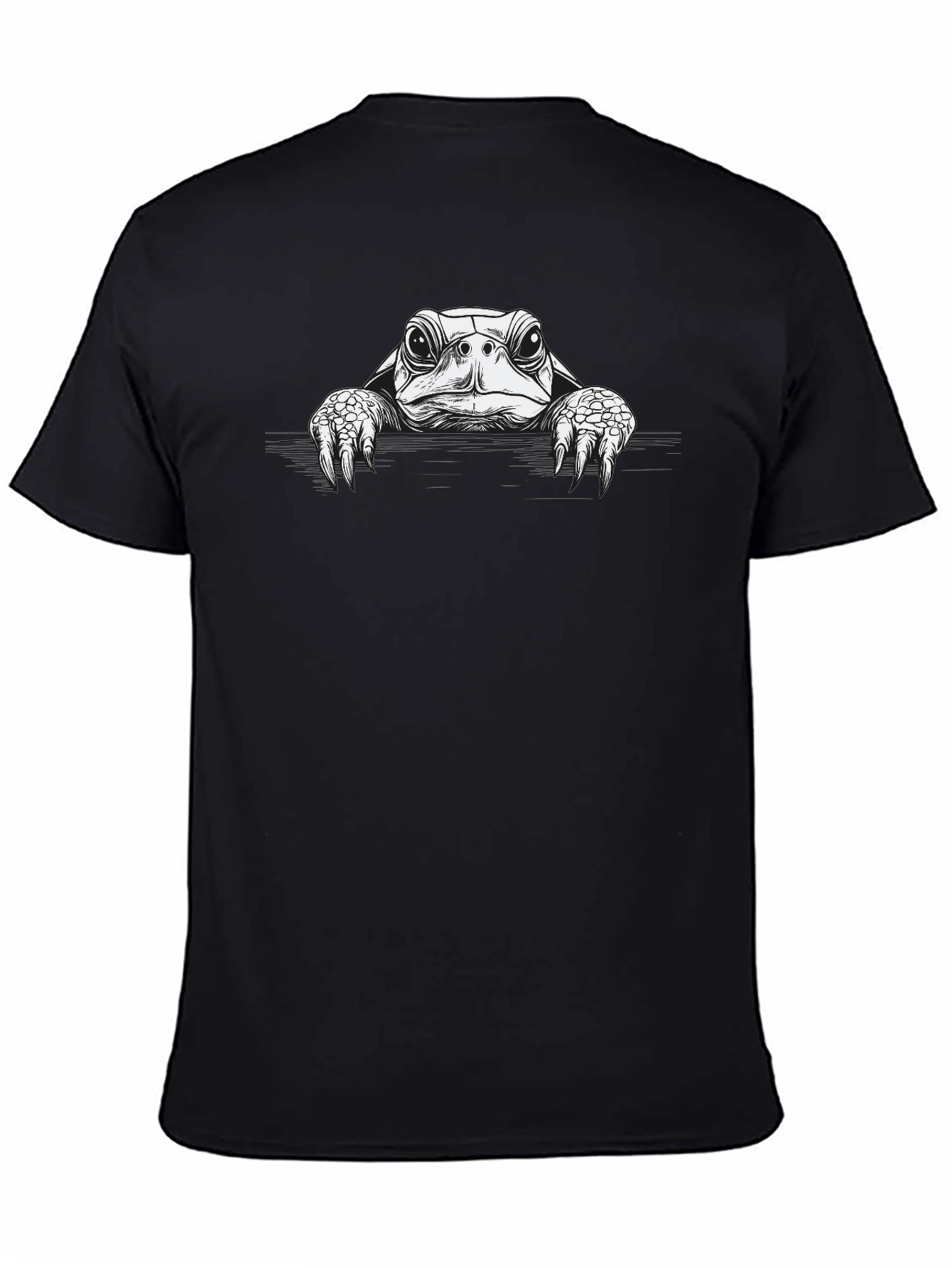 Black T-Shirt with Turtle Graphic Print