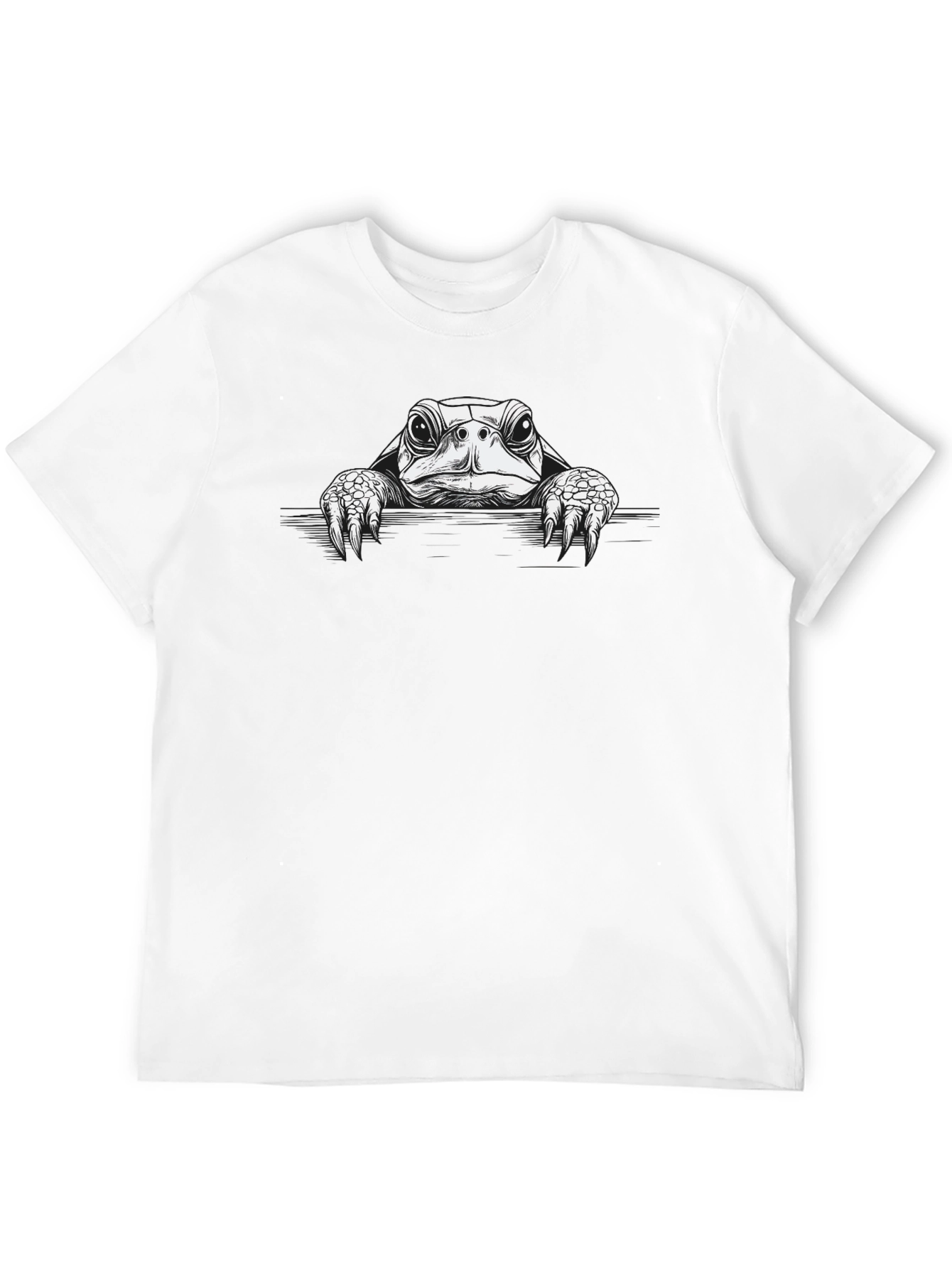 Black T-Shirt with Turtle Graphic Print