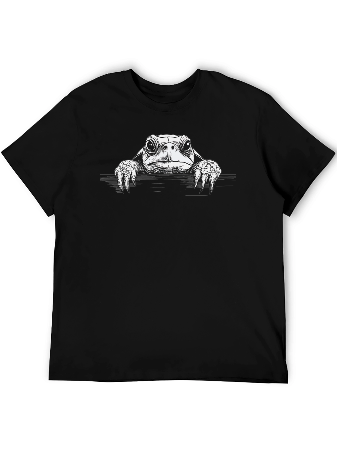 Black T-Shirt with Turtle Graphic Print